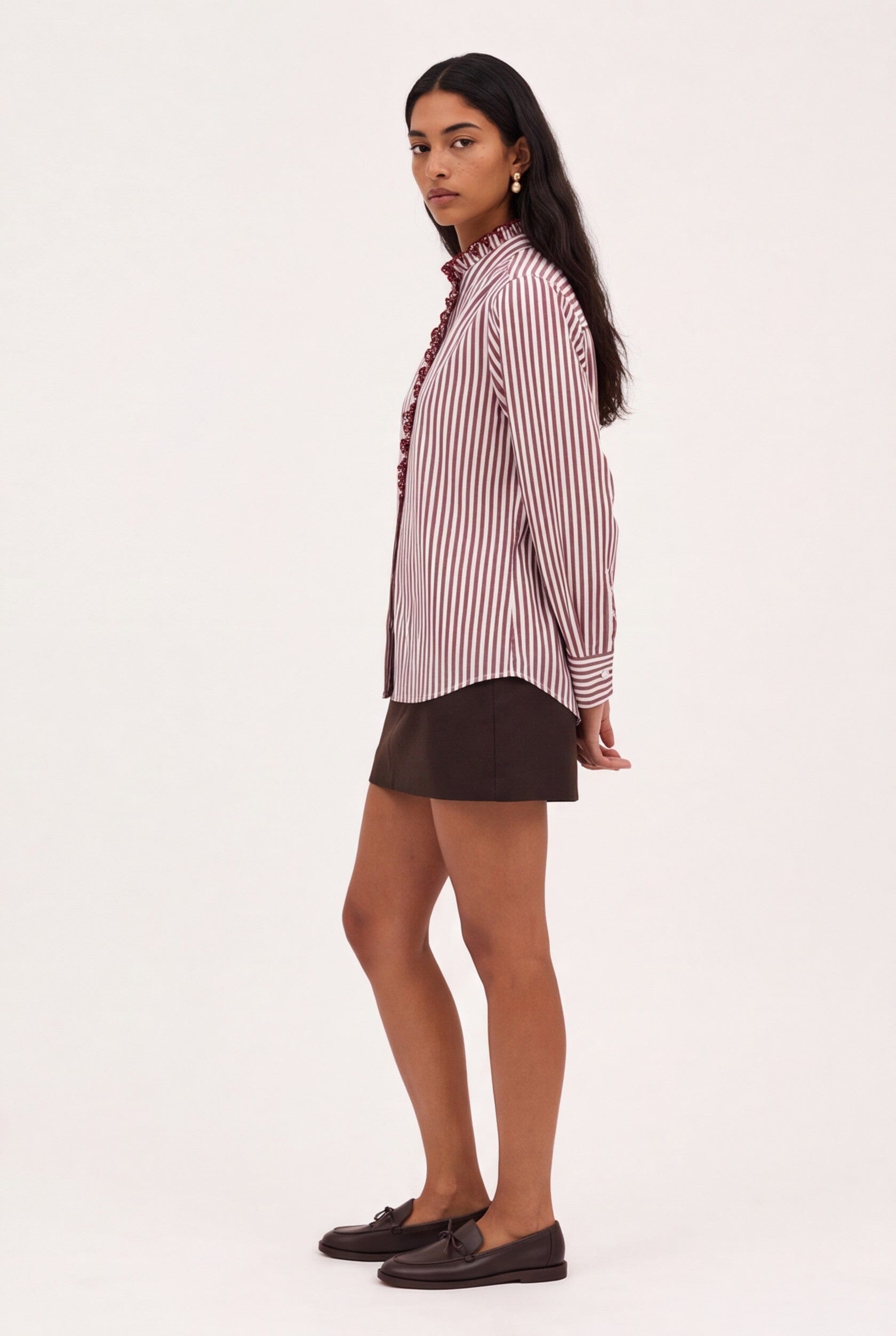 CHEMISE RAYEE - DUPLEX - BORDEAUX CHEMISIER NEW KOOKAI Mode Kookai