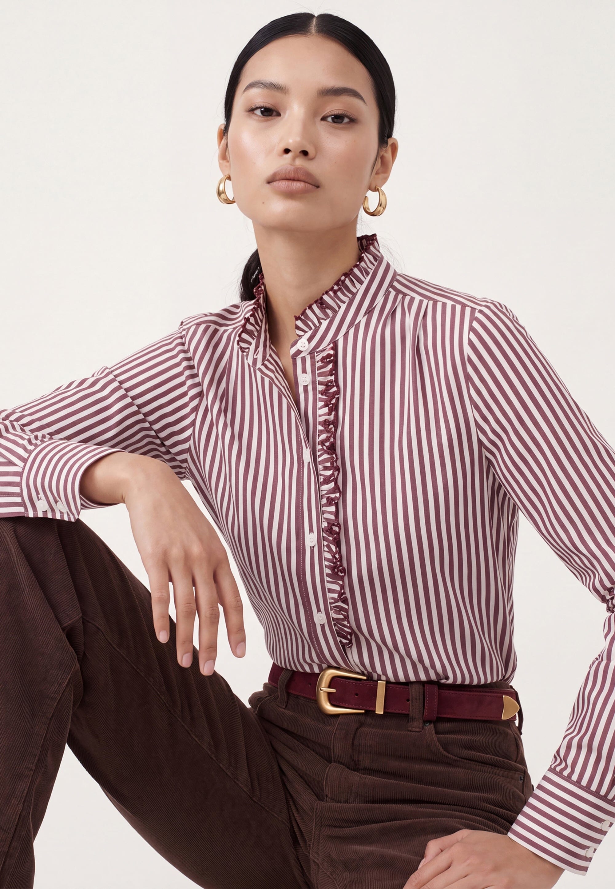 CHEMISE RAYEE - DUPLEX - BORDEAUX CHEMISIER NEW KOOKAI Mode Kookai