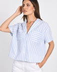 CHEMISE RAYURES CROP LULA BLUE CHEMISIER KOOKAI Mode Kookai