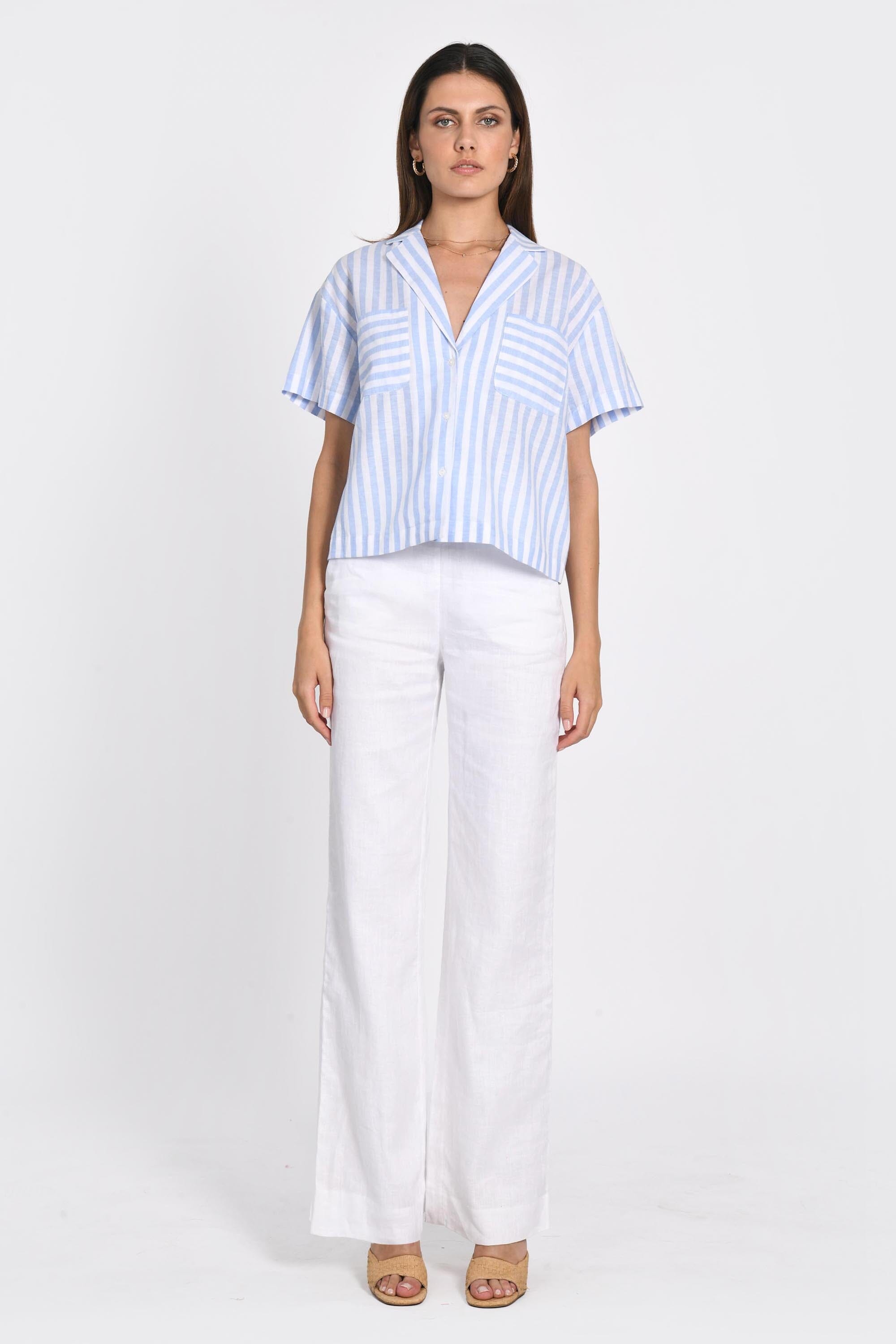 CHEMISE RAYURES CROP LULA BLUE CHEMISIER KOOKAI Mode Kookai