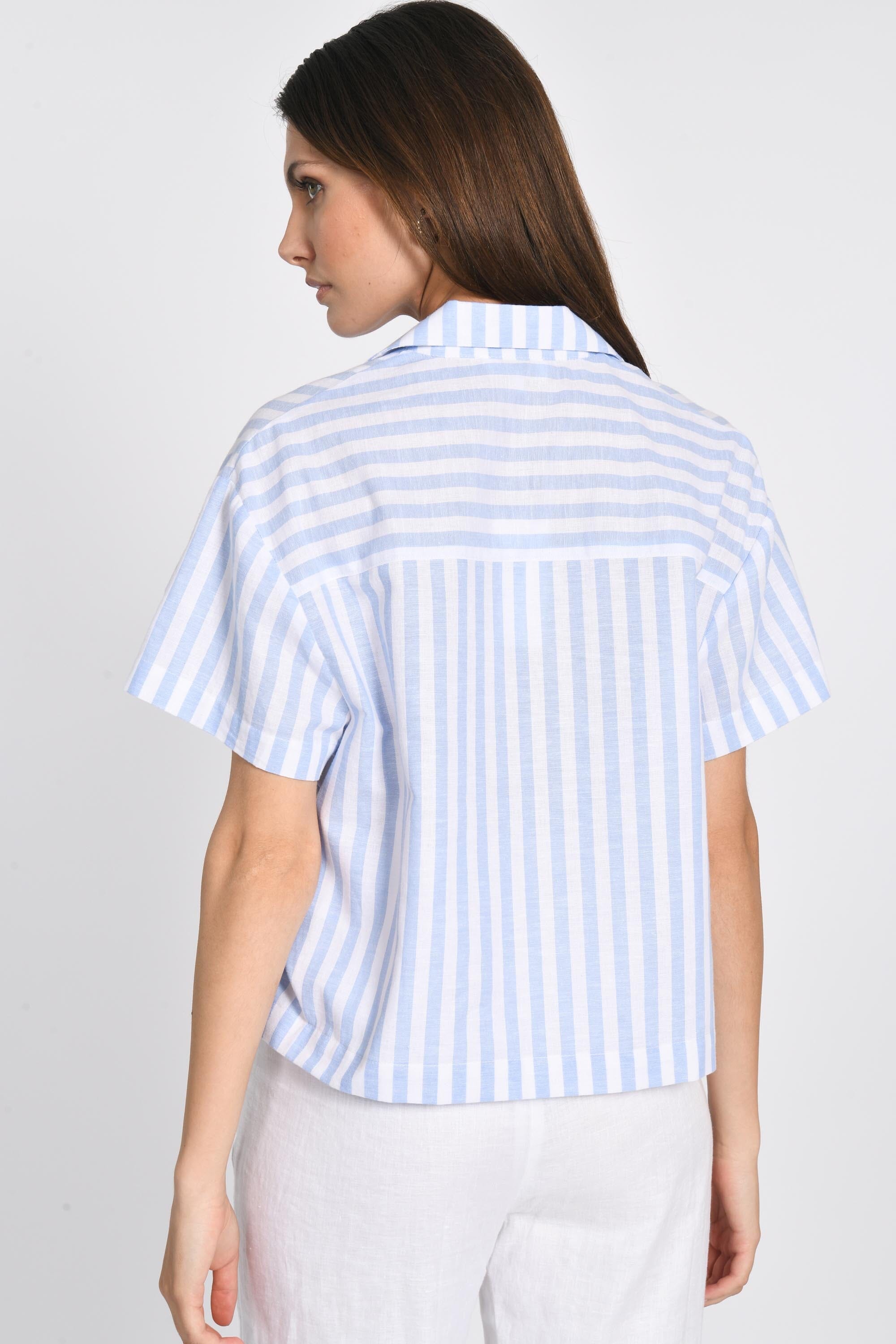 CHEMISE RAYURES CROP LULA BLUE CHEMISIER KOOKAI Mode Kookai