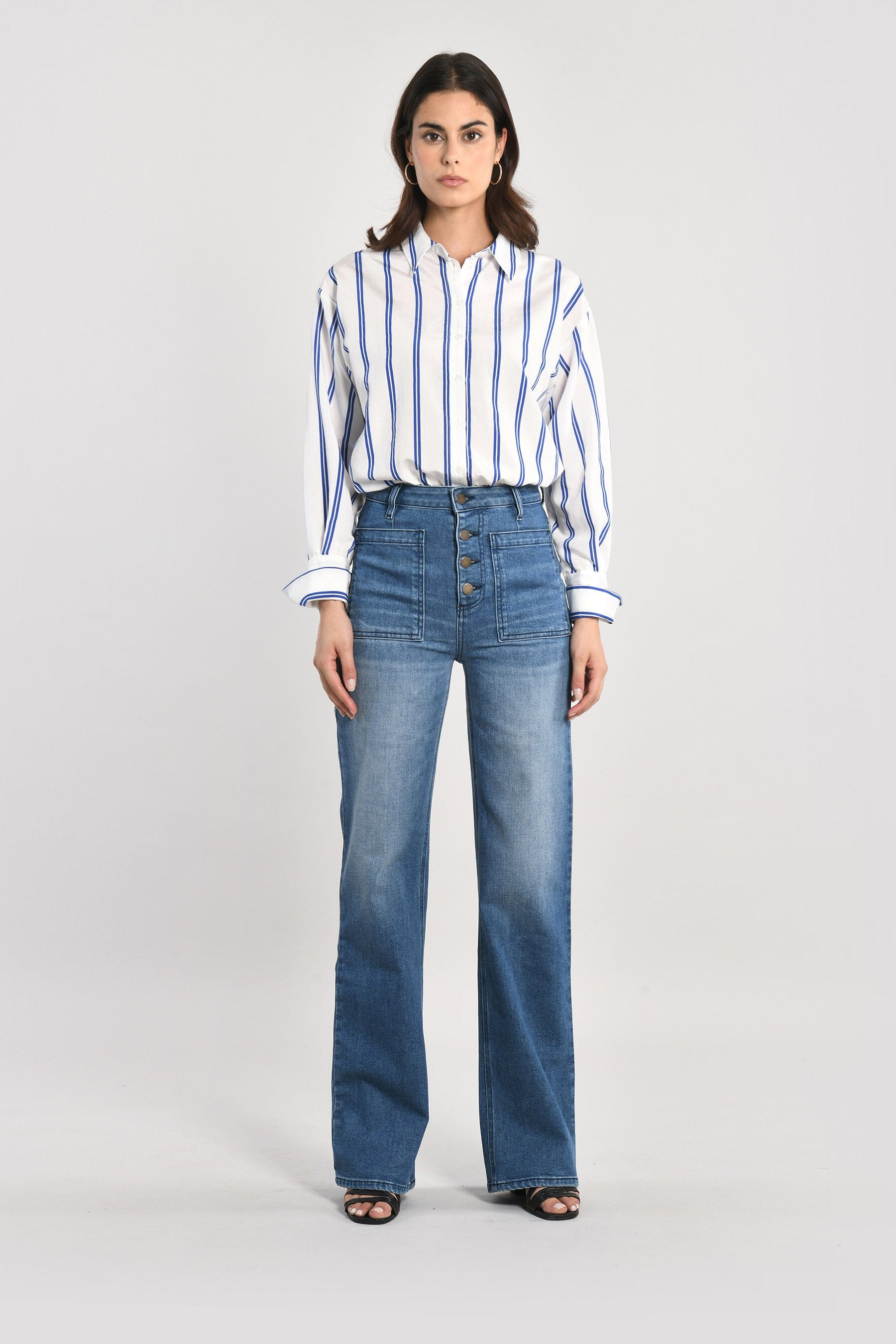 CHEMISE RAYURES HEATHER BLANC/BLEU CHEMISIER KOOKAI Mode Kookai