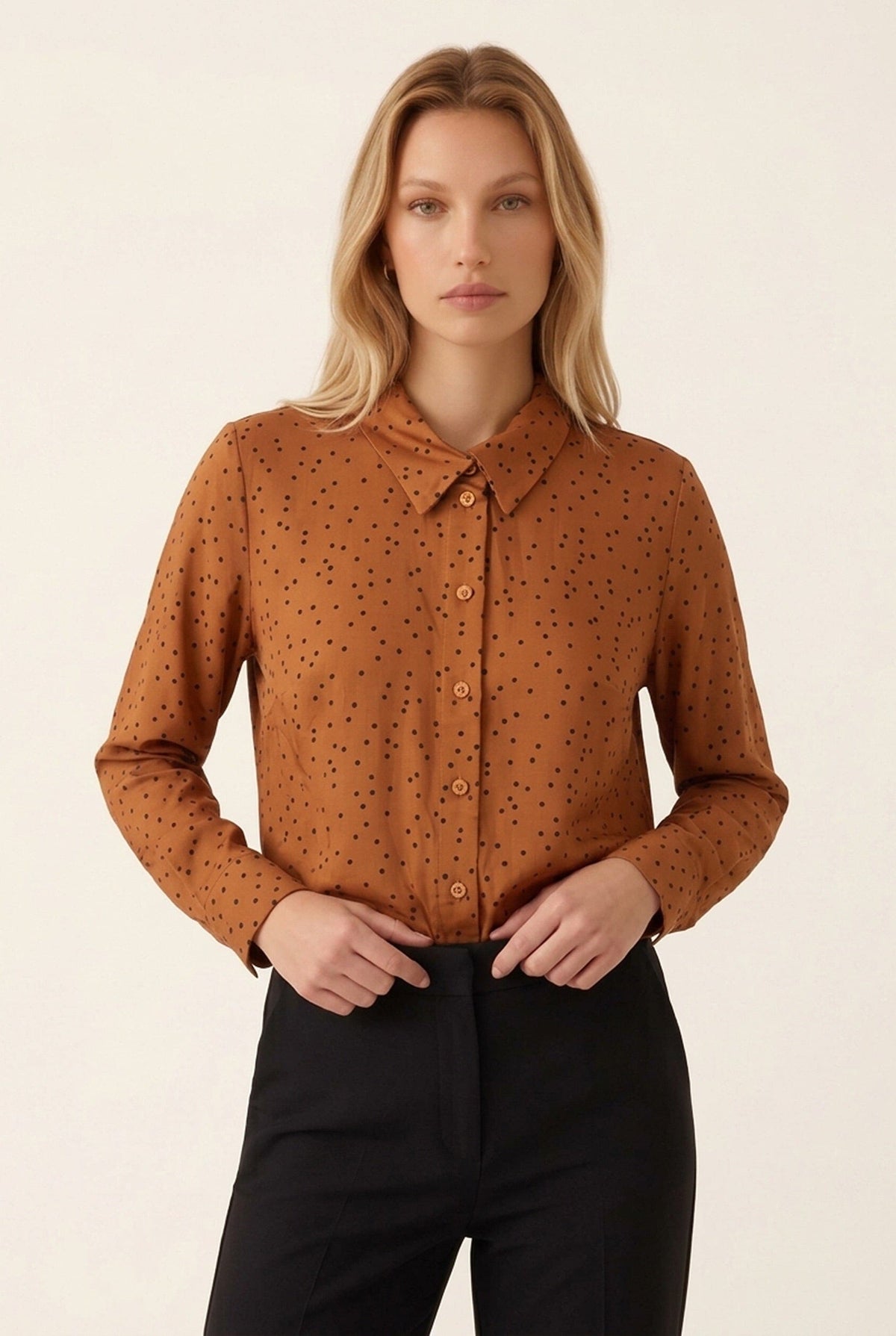 CHEMISE SATINEE - DULCE - CARAMEL CHEMISIER NEW KOOKAI Mode Kookai