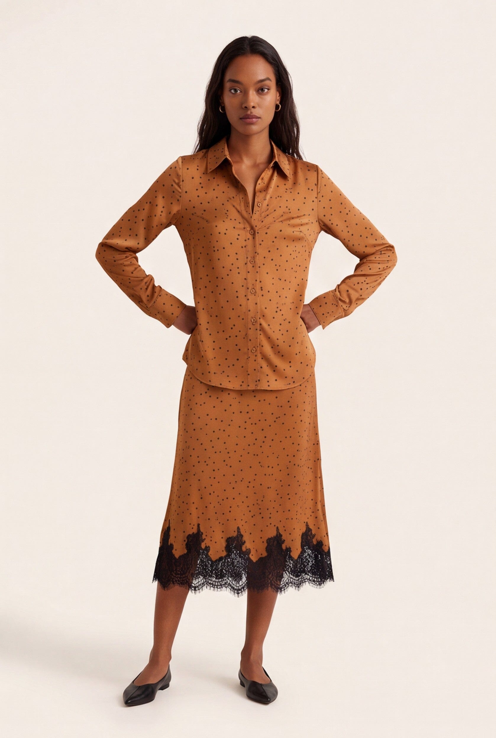 CHEMISE SATINEE - DULCE - CARAMEL CHEMISIER NEW KOOKAI Mode Kookai
