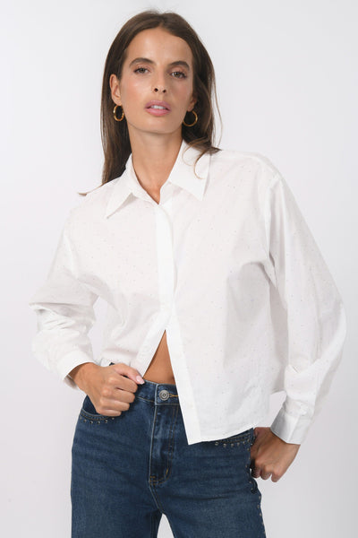 PLT Plus - Chemisier blanc dalmatien noué. Plus | FR PLT Plus - Chemisier blanc dalmatien noué. Plus | FR