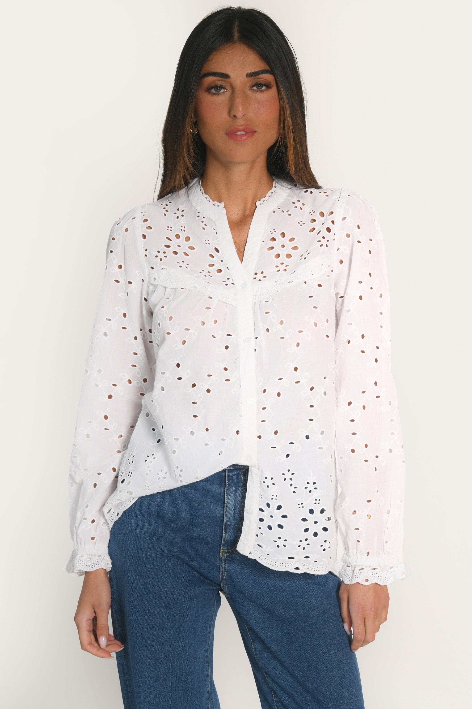 CHEMISIER BRODERIES ANGLAISE - ARMAND - BLANC CHEMISIER NEW KOOKAI Mode Kookai