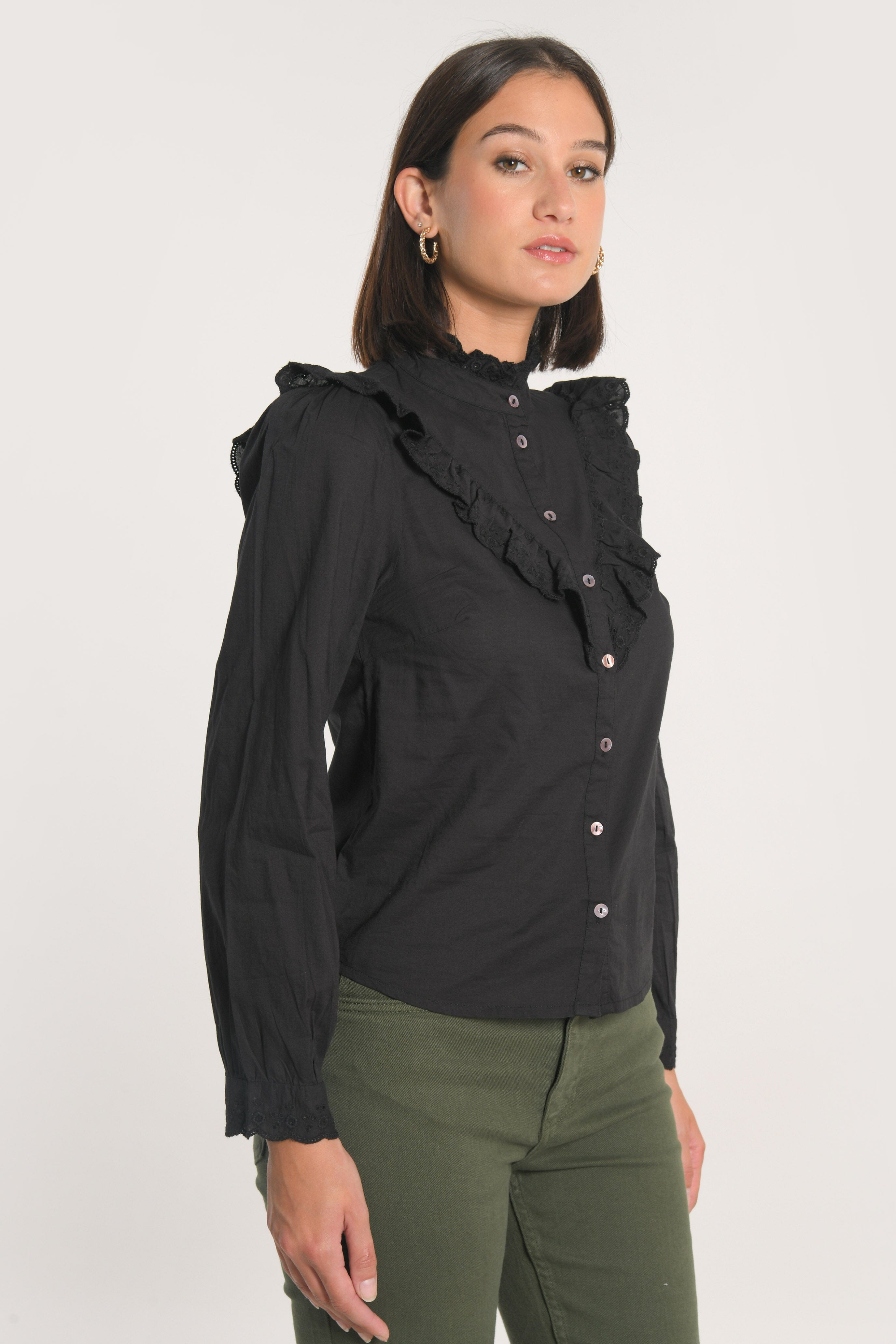 CHEMISIER EMMA BRODERIES ANGLAISES NOIR CHEMISIER KOOKAI Mode Kookai