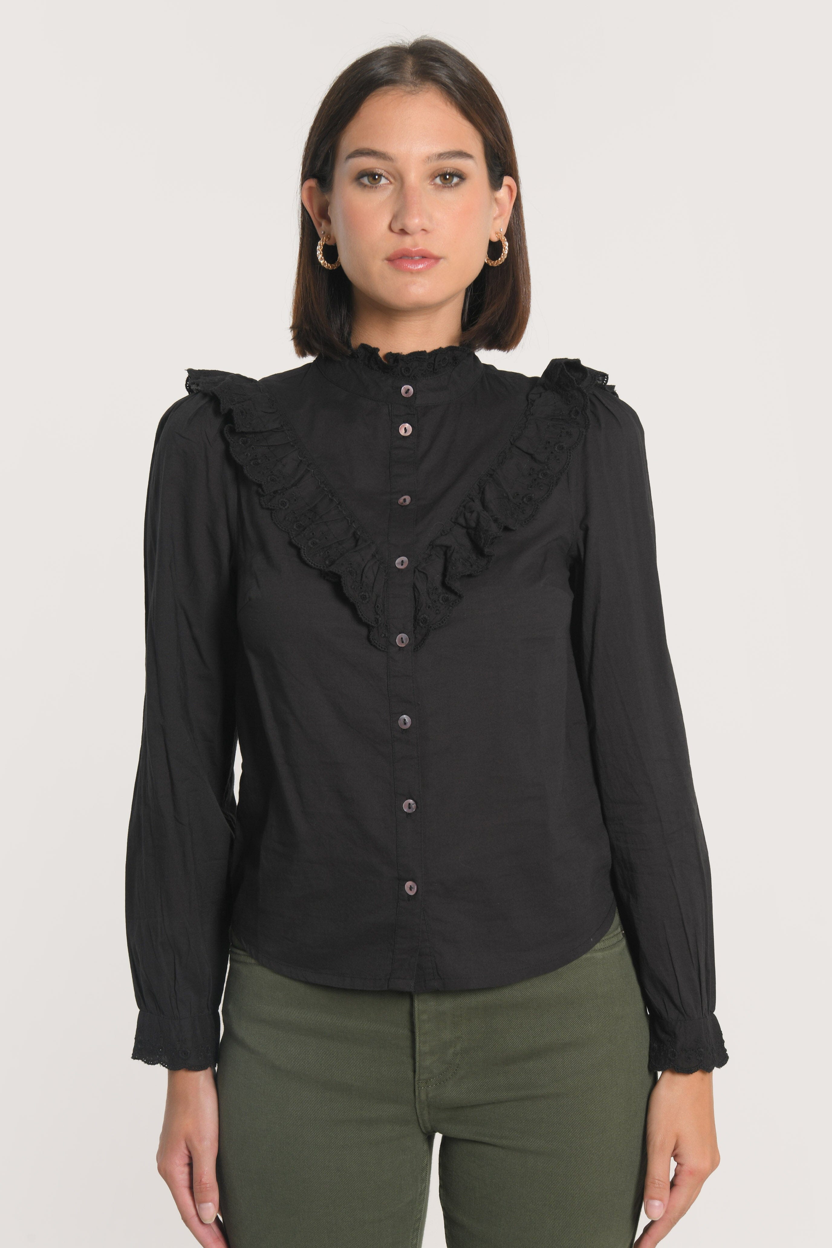 CHEMISIER EMMA BRODERIES ANGLAISES NOIR CHEMISIER KOOKAI Mode Kookai