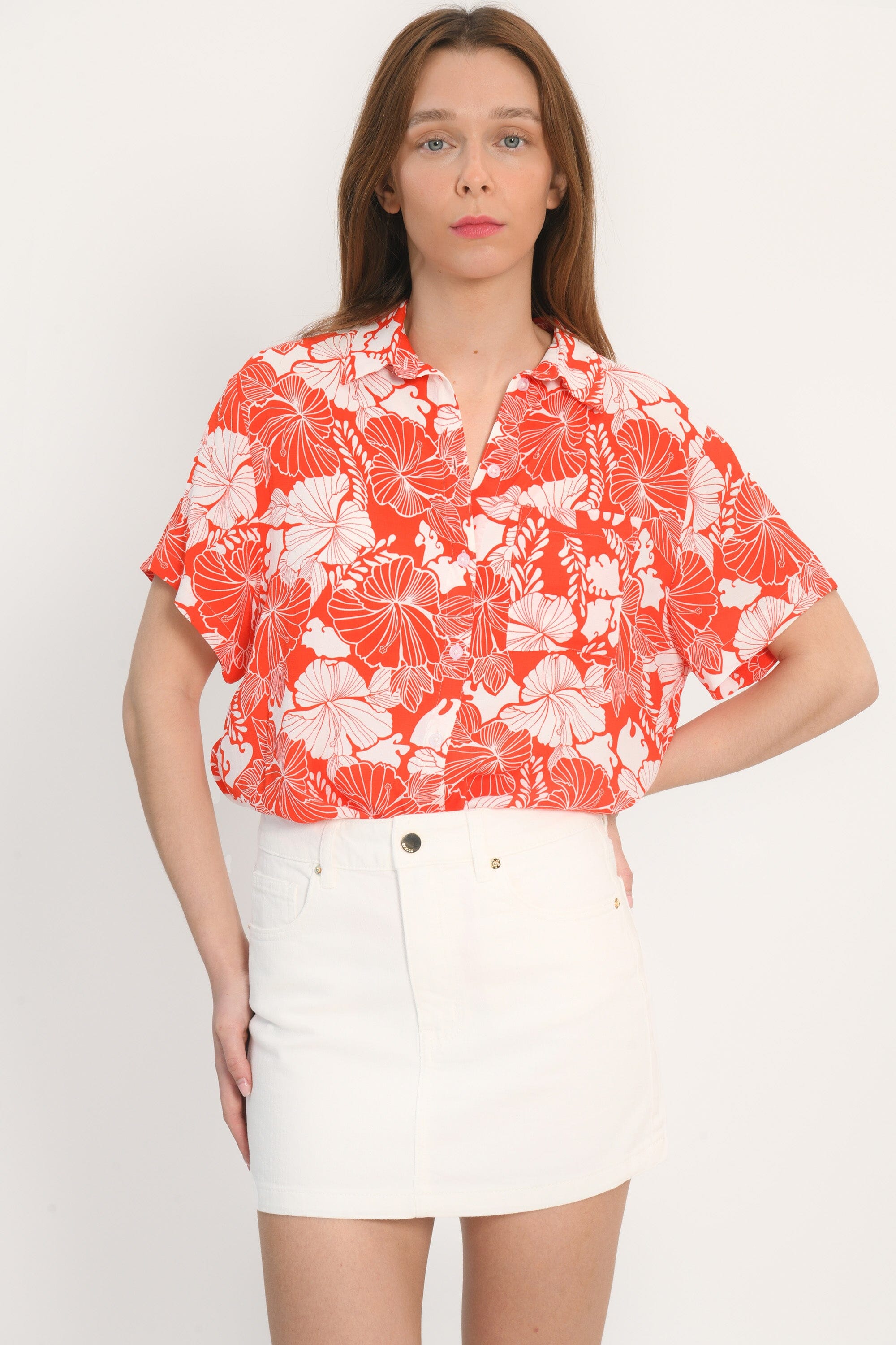 CHEMISIER MANCHES COURTES - ADELAIDE - ORANGE CHEMISIER NEW KOOKAI Mode Kookai