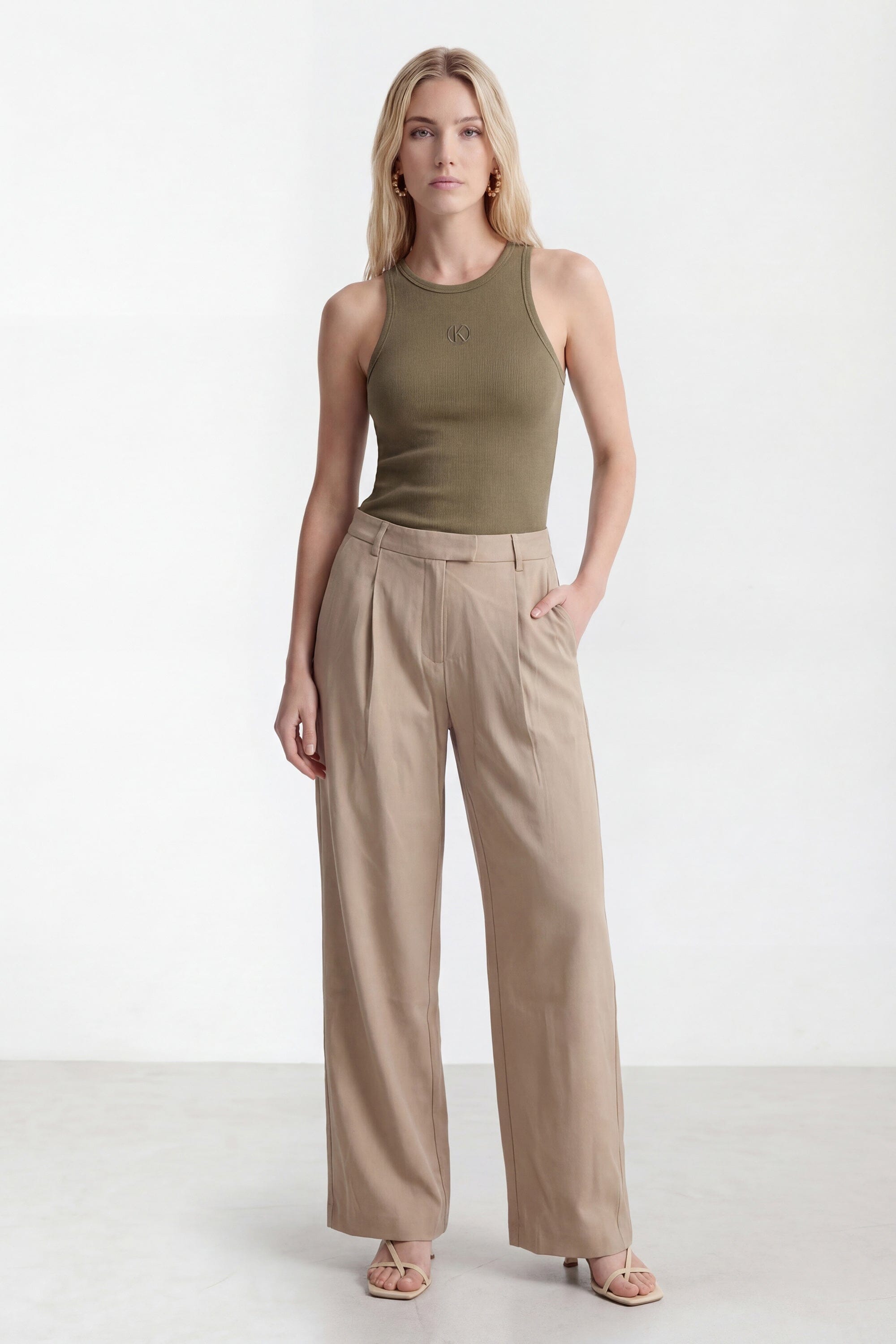 DEBARDEUR - CARISSA - OLIVE TEE SHIRT NEW KOOKAI Mode Kookai