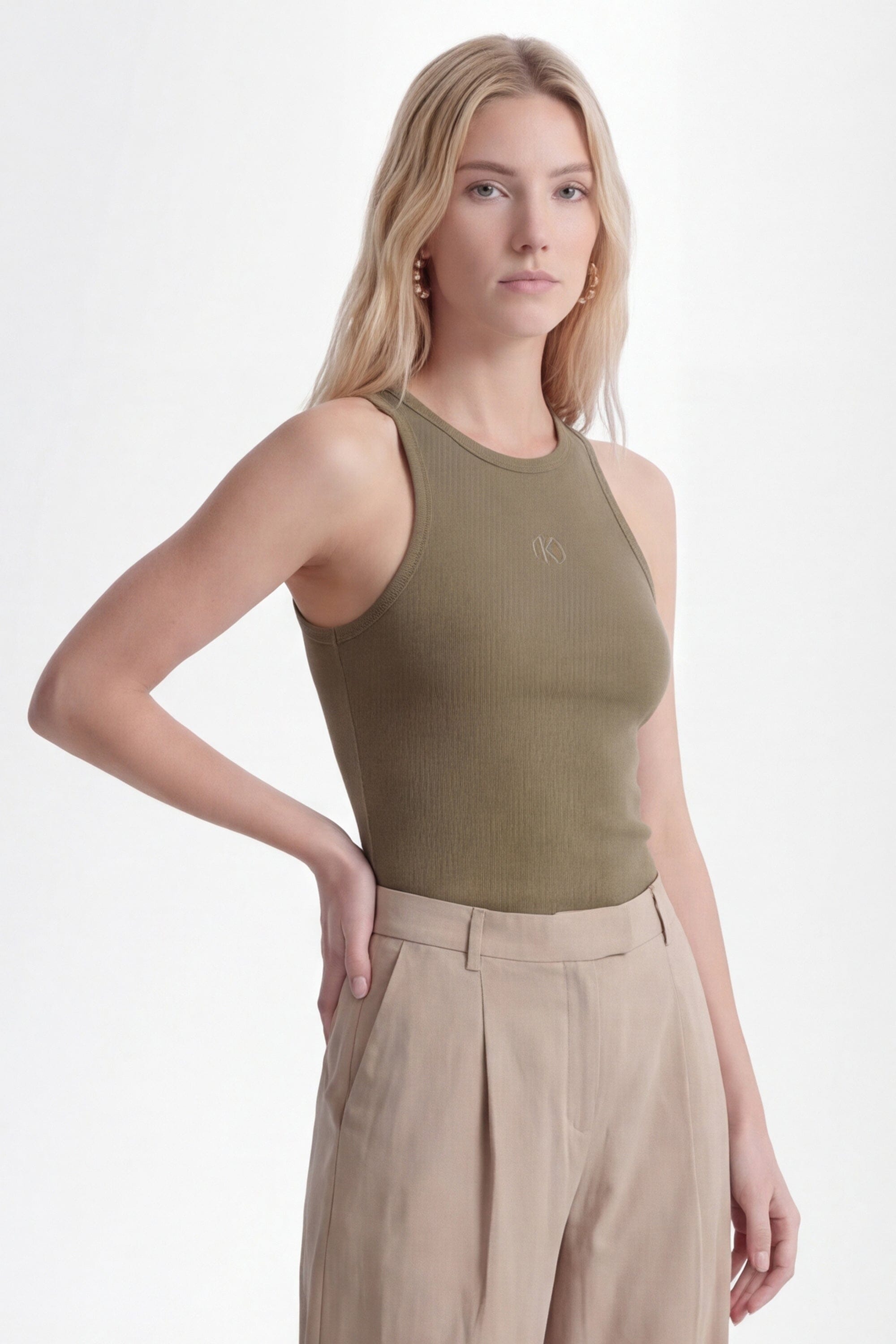 DEBARDEUR - CARISSA - OLIVE TEE SHIRT NEW KOOKAI Mode Kookai