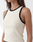 DEBARDEUR - CODY - ECRU/NOIR TEE SHIRT NEW KOOKAI Mode Kookai