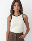 DEBARDEUR - CODY - ECRU/NOIR TEE SHIRT NEW KOOKAI Mode Kookai