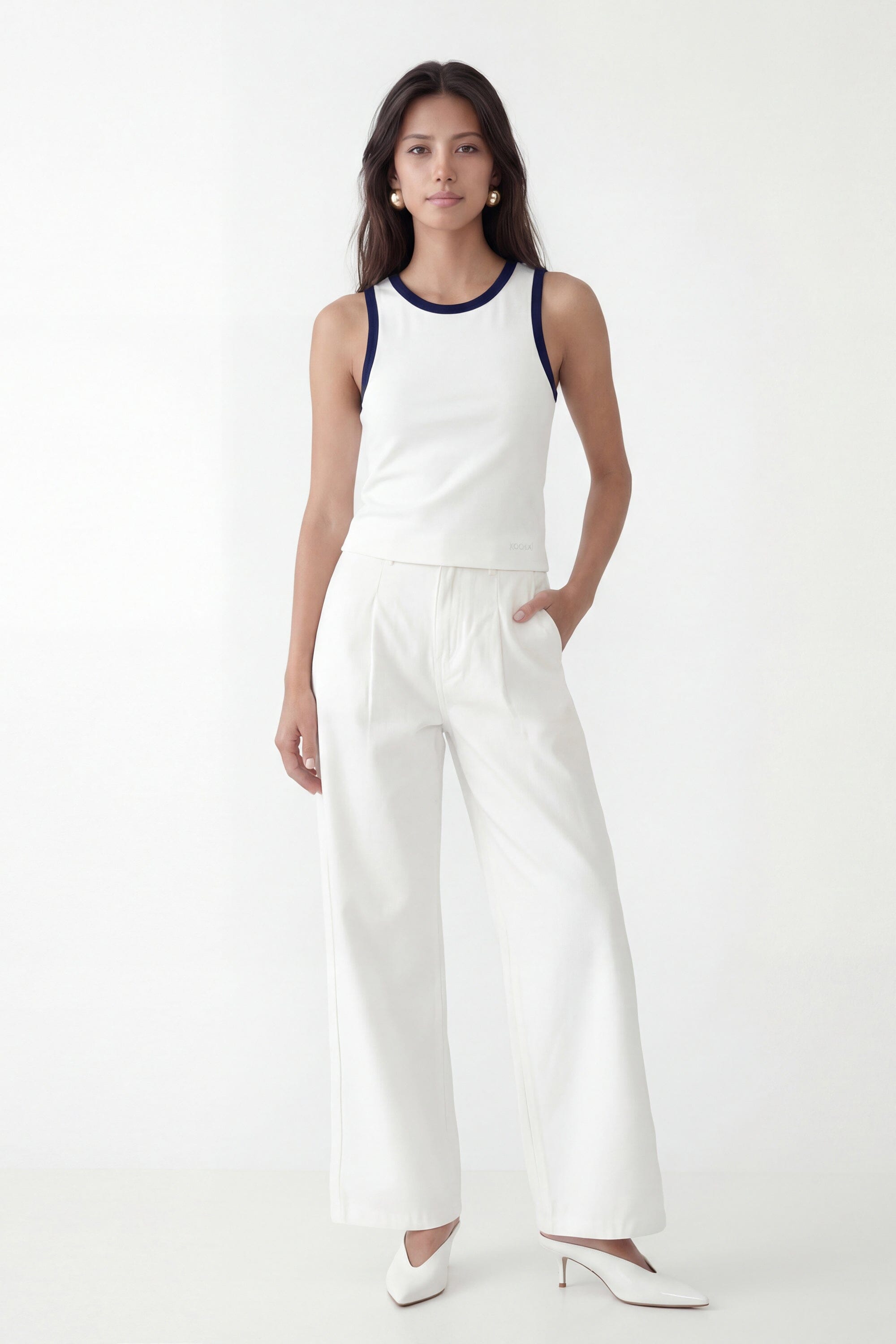 DEBARDEUR - CODY - ECRU/NOIR TEE SHIRT NEW KOOKAI Mode Kookai