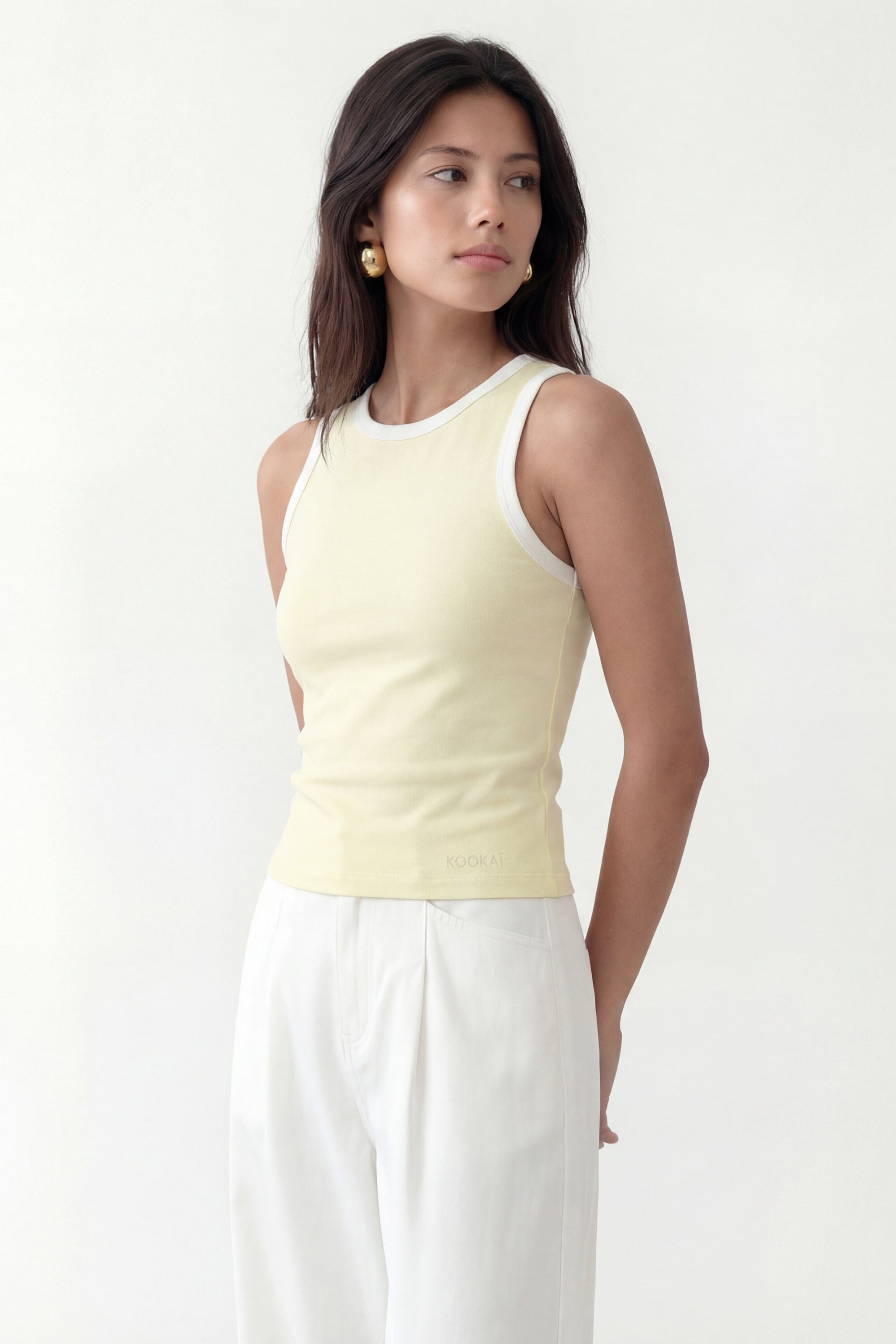 DEBARDEUR - CODY - JAUNE/ECRU TEE SHIRT NEW KOOKAI Mode Kookai