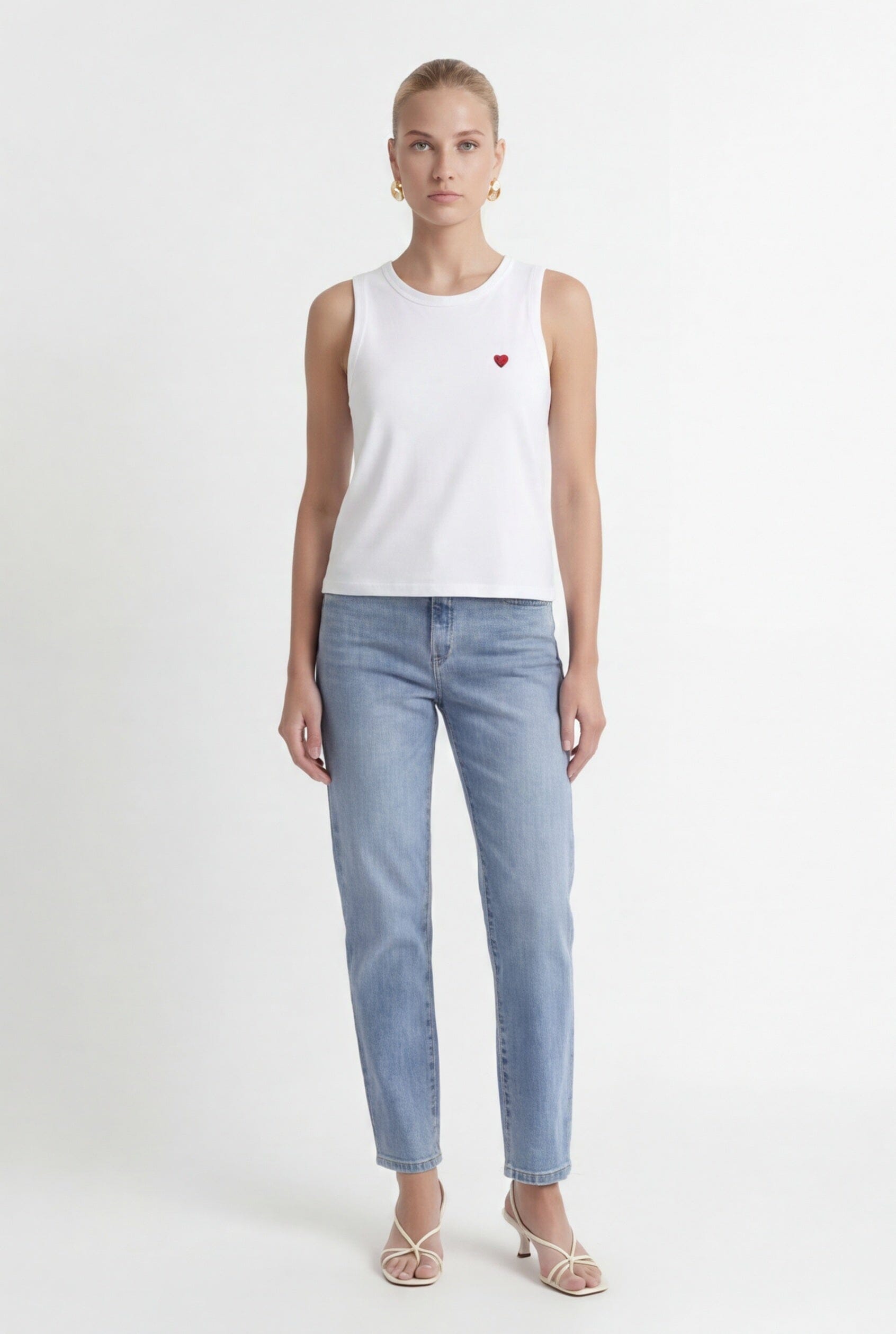 DEBARDEUR - COEUR - BLANC TEE SHIRT NEW KOOKAI Mode Kookai