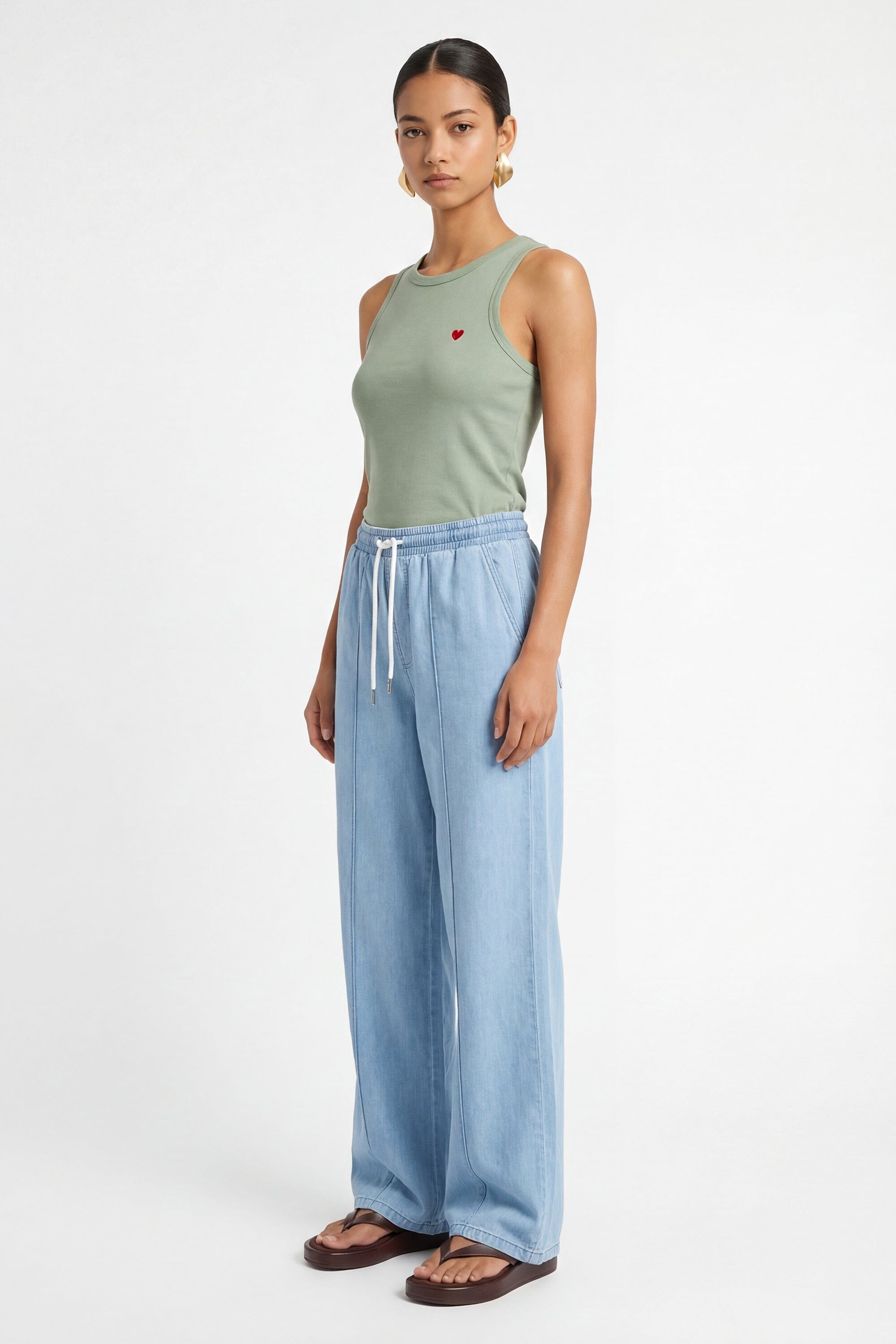 DEBARDEUR - COEUR - VERT PALE TEE SHIRT NEW KOOKAI Mode Kookai