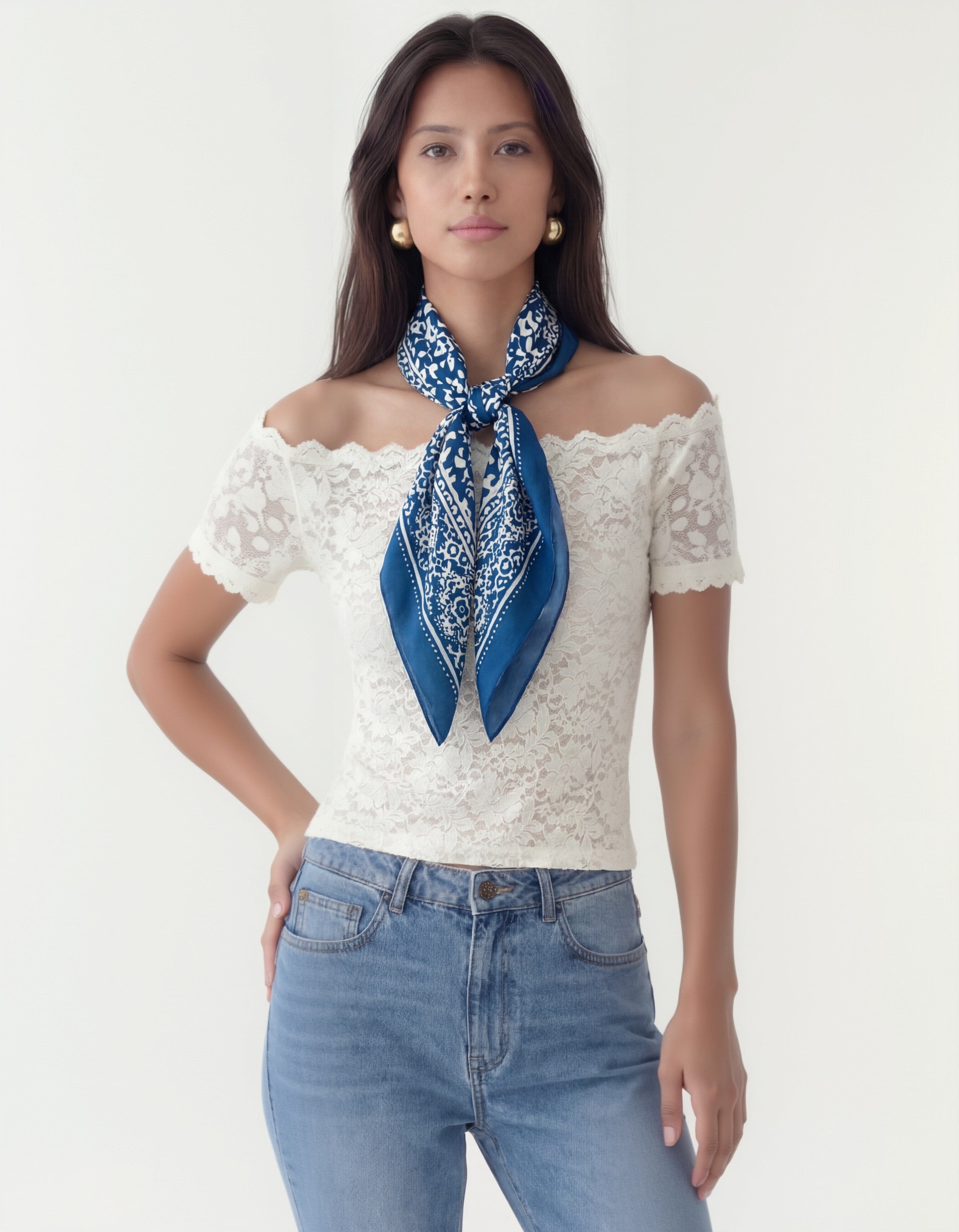 FOULARD COTON MODAL - CALY - MARINE ACCESSOIRES NEW KOOKAI Mode Kookai