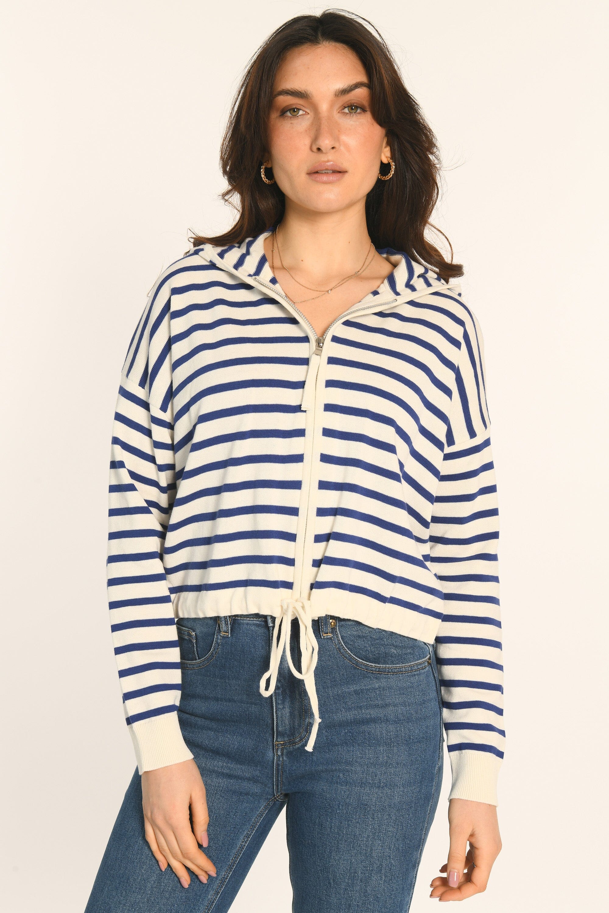 GILET CAPUCHE - ECRU/NAVY - ANDINA GILET KOOKAI Mode Kookai