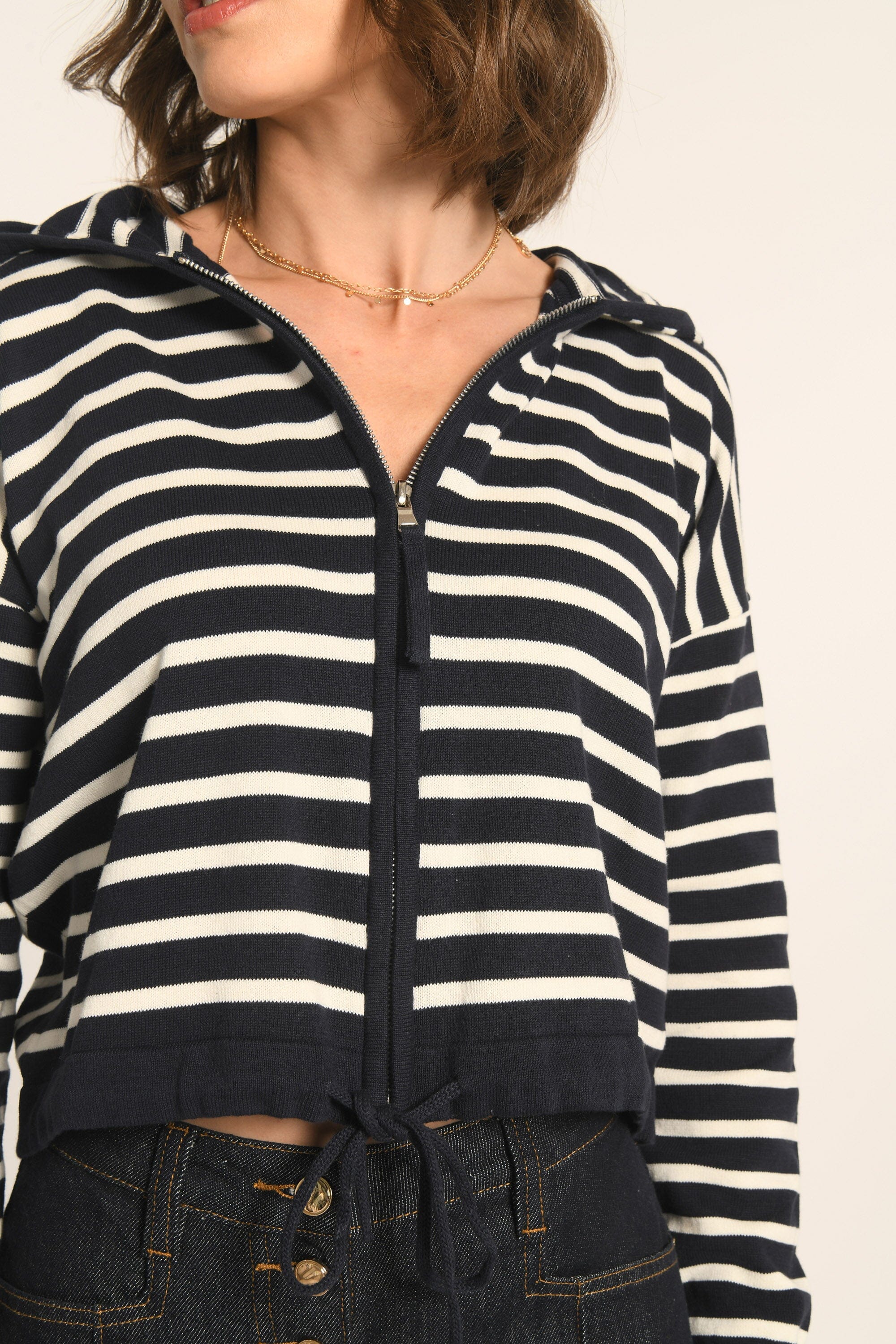 GILET CAPUCHE - NAVY/ÉCRU - ANDINA GILET KOOKAI Mode Kookai