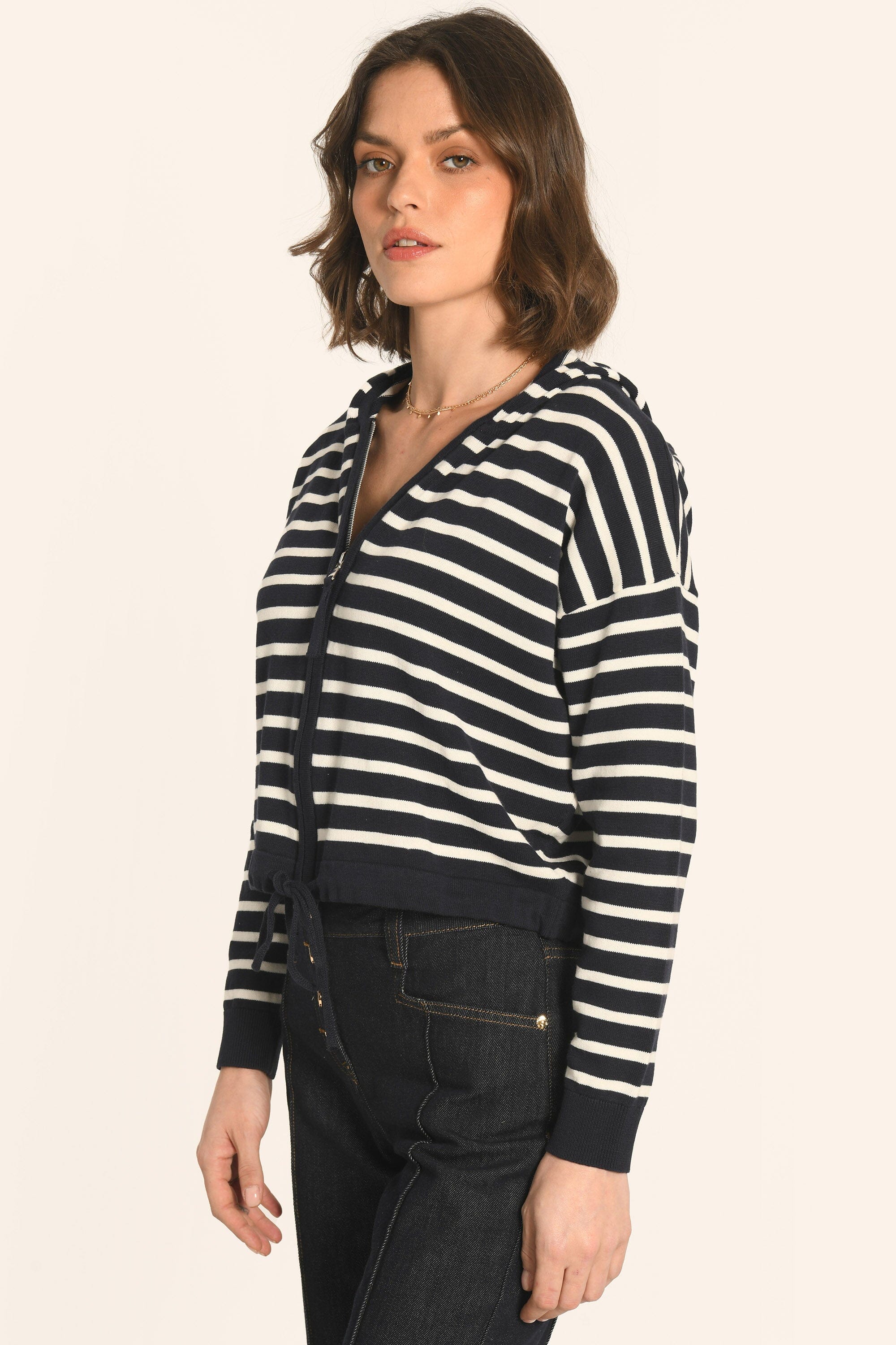 GILET CAPUCHE - NAVY/ÉCRU - ANDINA GILET KOOKAI Mode Kookai