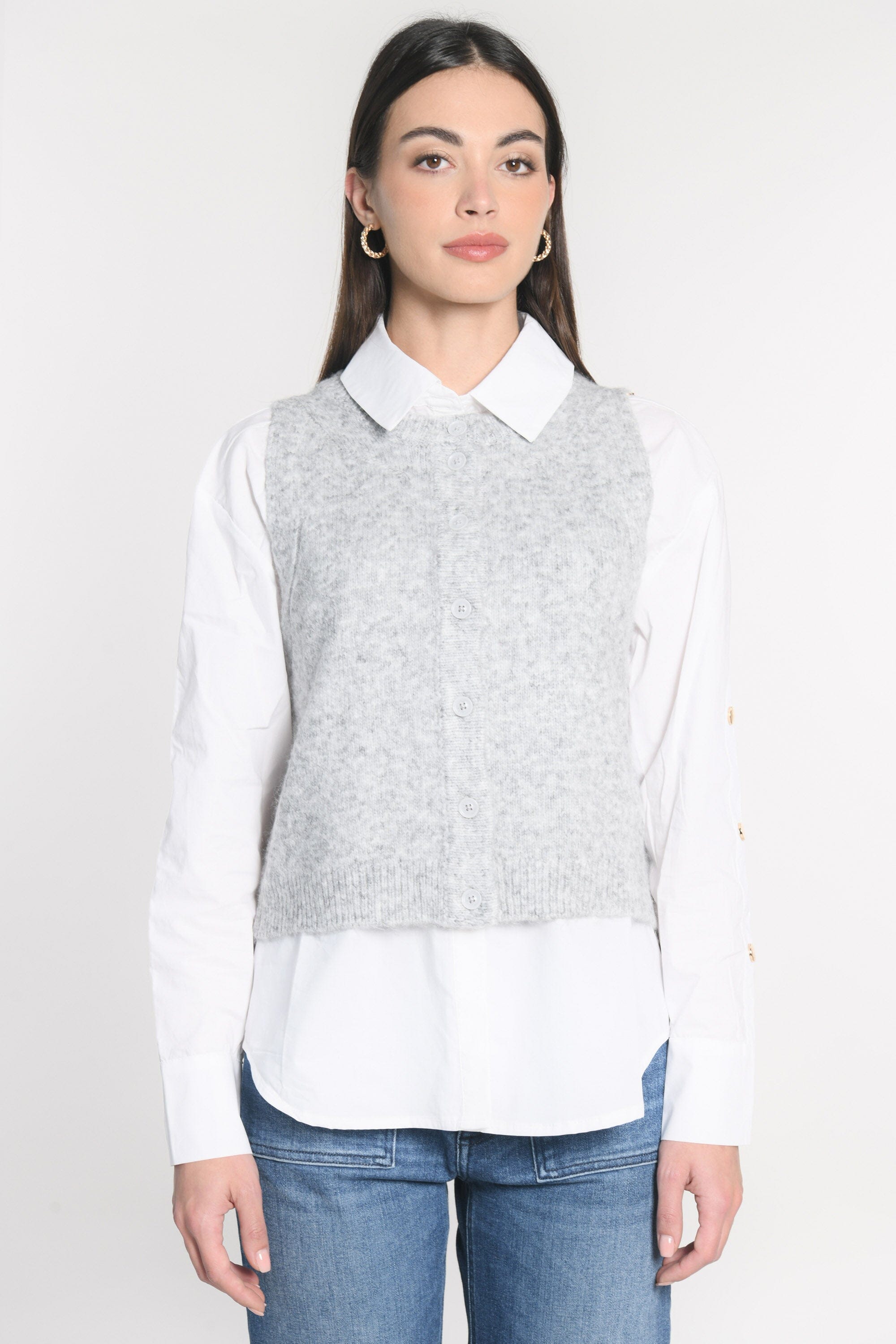GILET JOANA GRIS CHINÉ GILET KOOKAI Mode Kookai