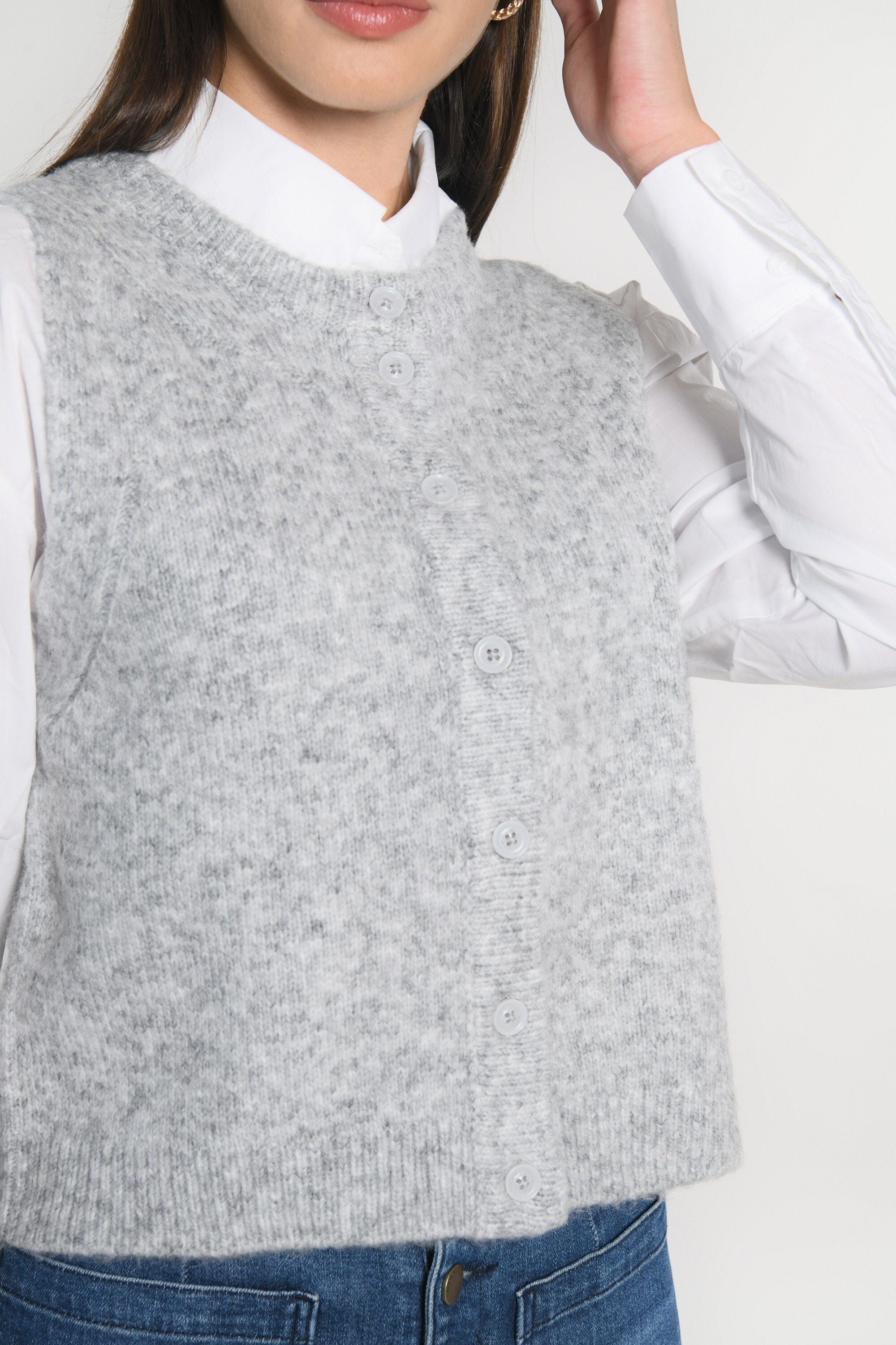 GILET JOANA GRIS CHINÉ GILET KOOKAI Mode Kookai