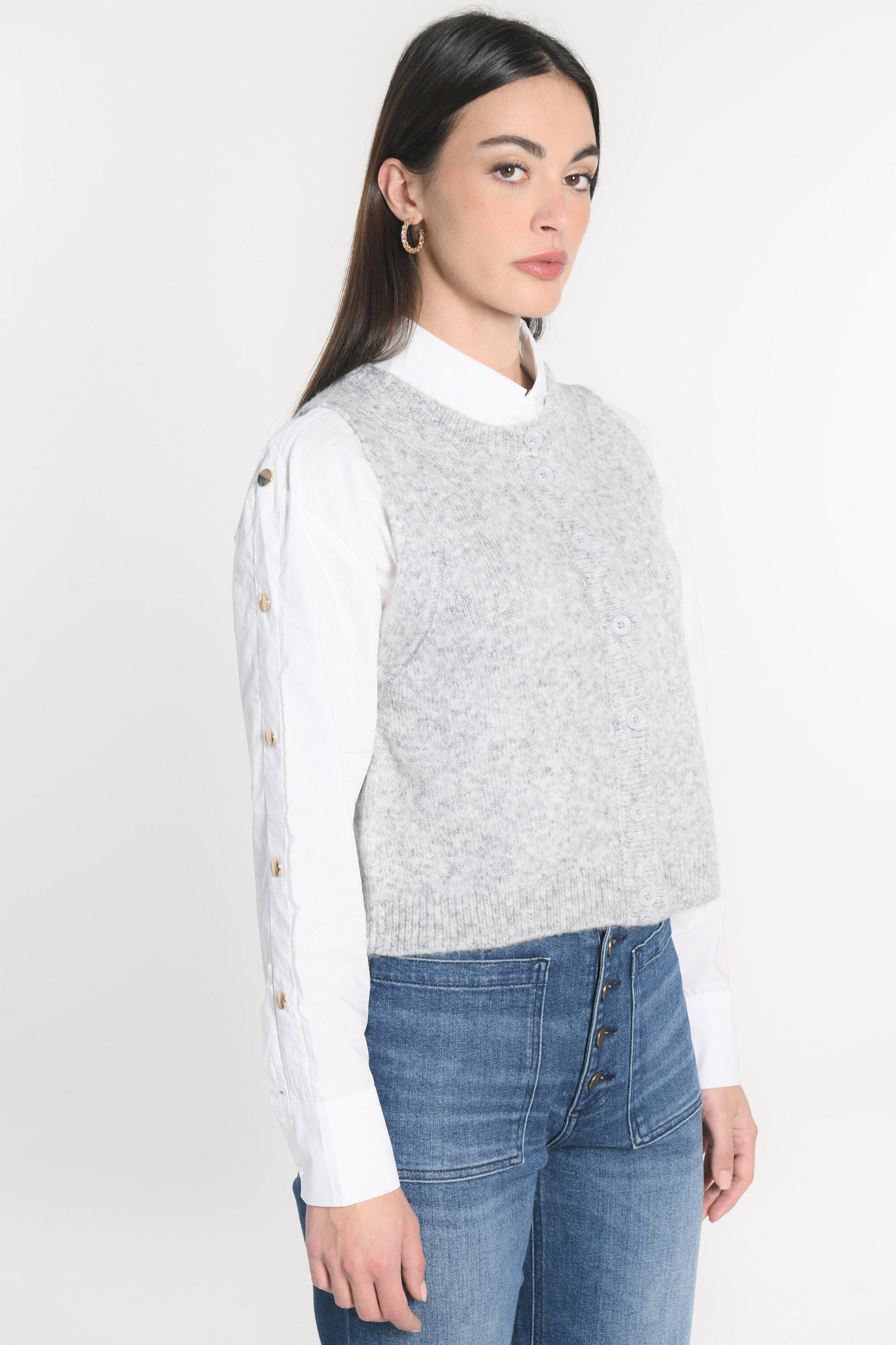 GILET JOANA GRIS CHINÉ GILET KOOKAI Mode Kookai