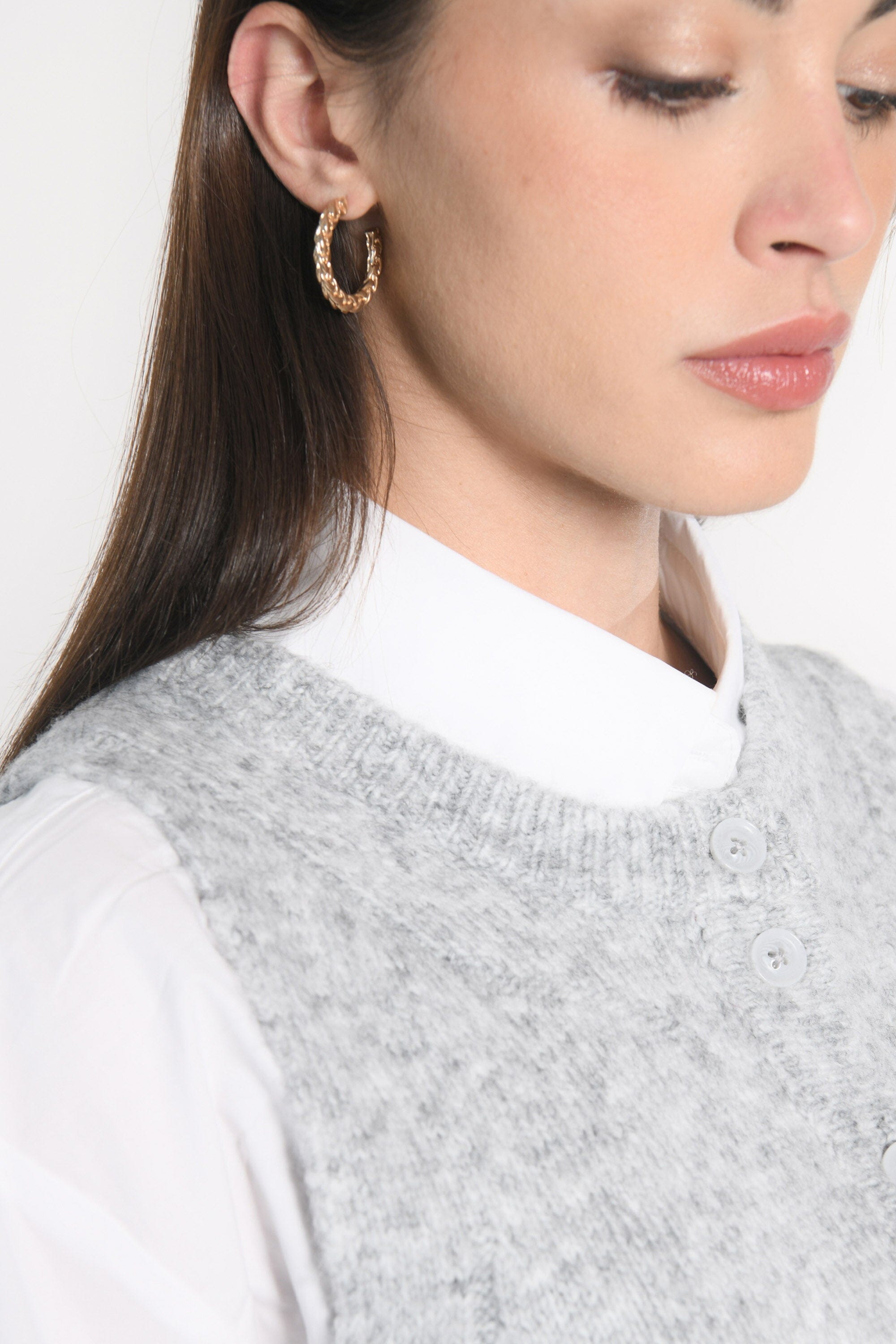 GILET JOANA GRIS CHINÉ GILET KOOKAI Mode Kookai