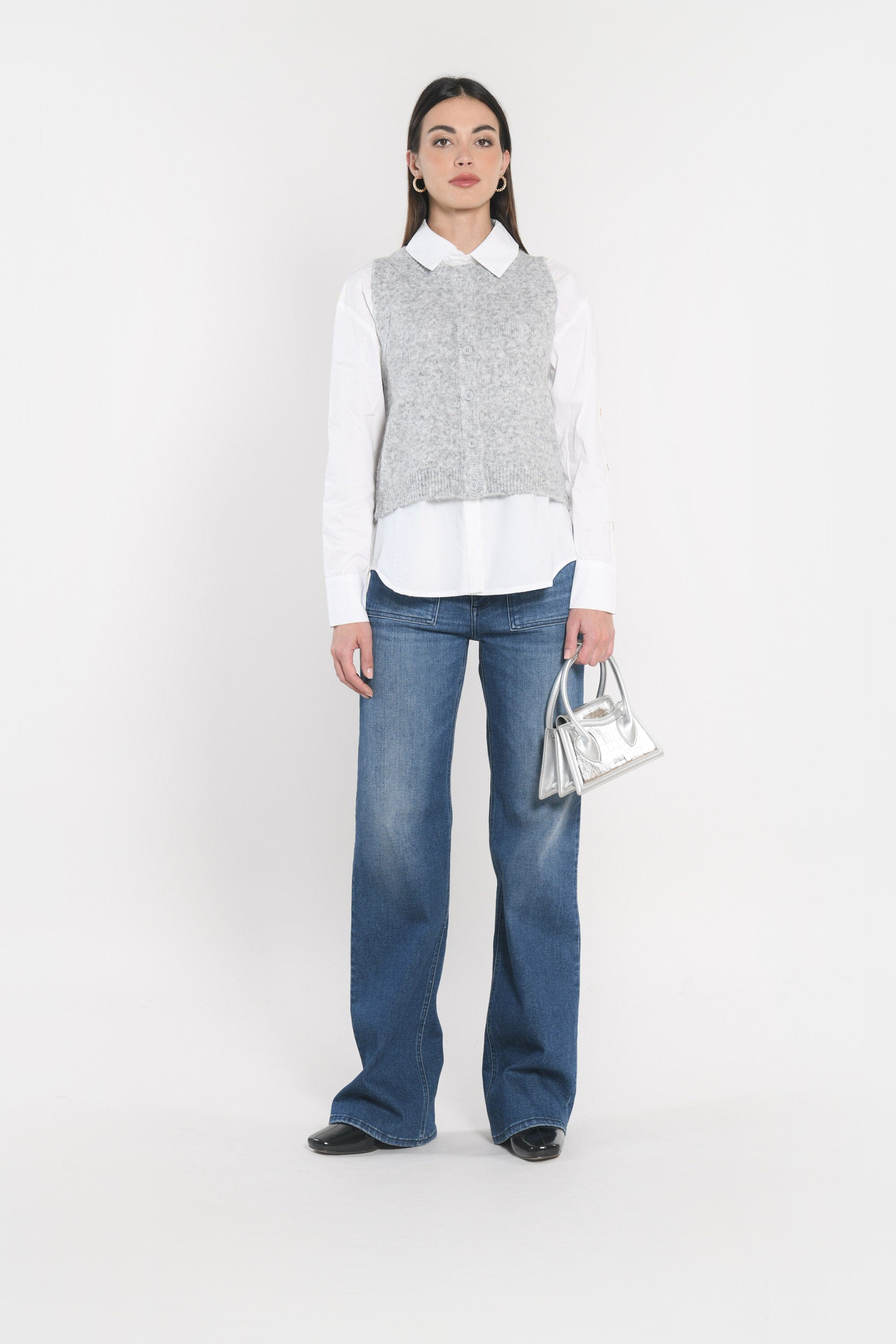 GILET JOANA GRIS CHINÉ GILET KOOKAI Mode Kookai