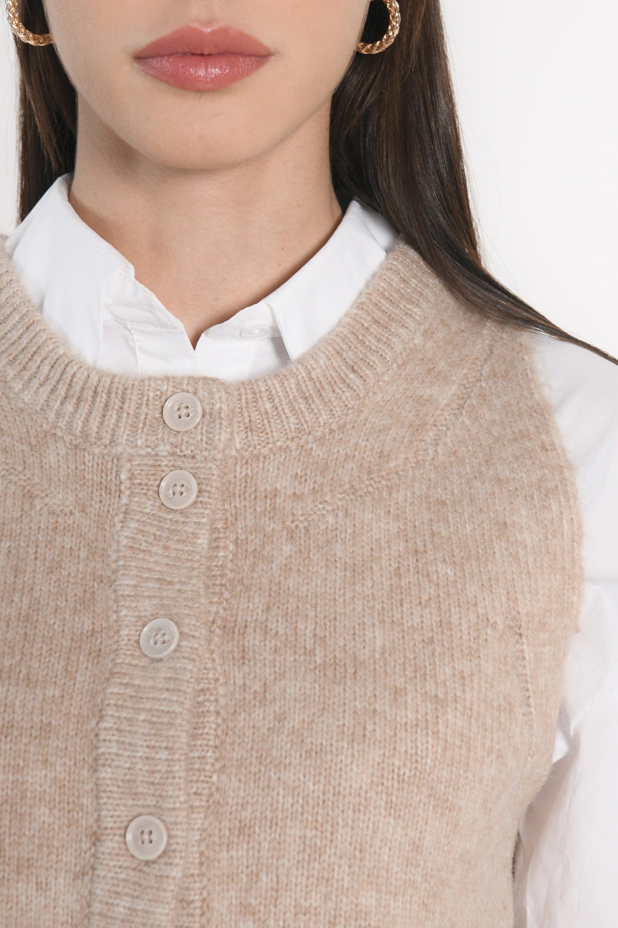 GILET JOANA TAUPE CHINÉ GILET KOOKAI Mode Kookai