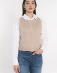 GILET JOANA TAUPE CHINÉ GILET KOOKAI Mode Kookai