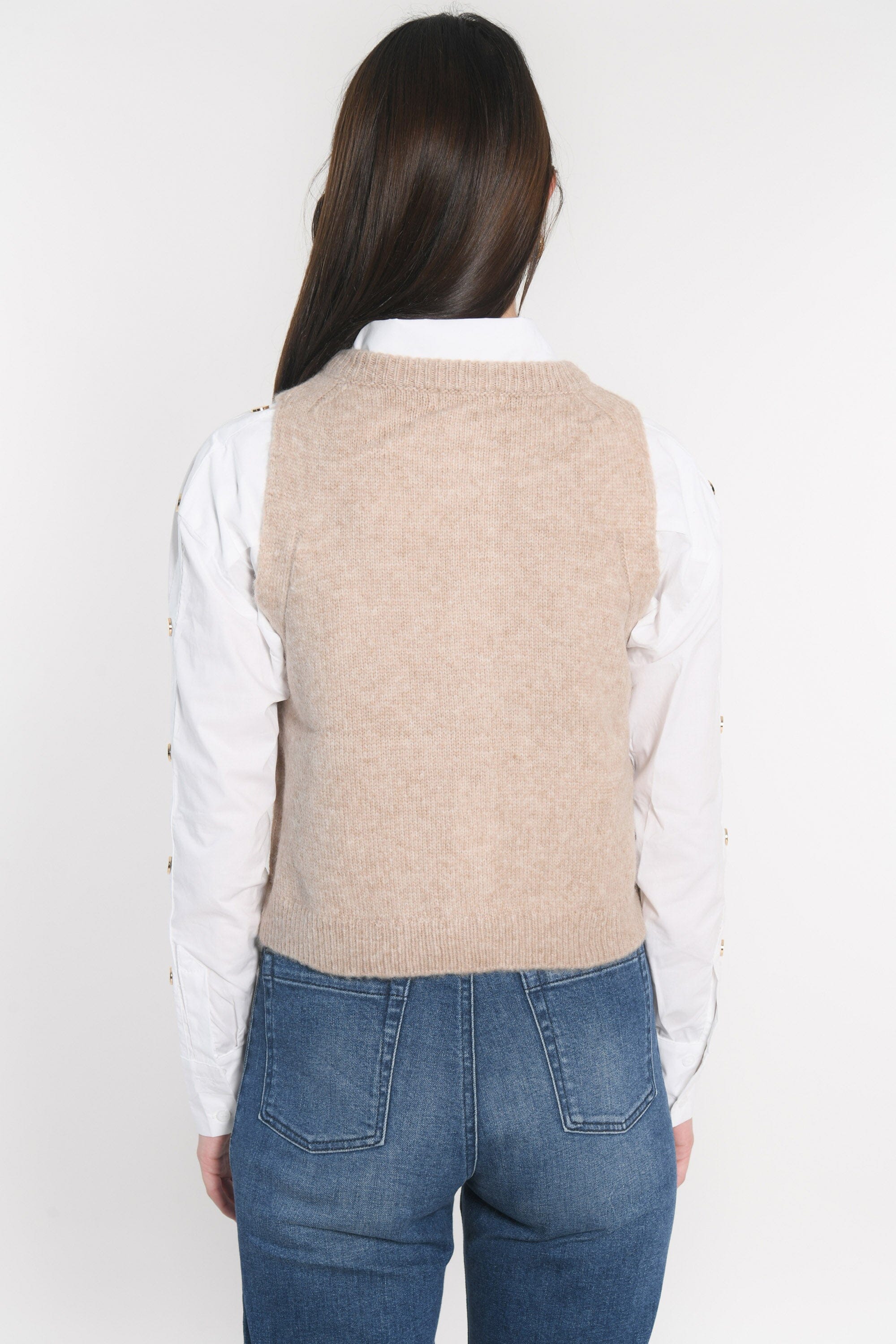 GILET JOANA TAUPE CHINÉ GILET KOOKAI Mode Kookai