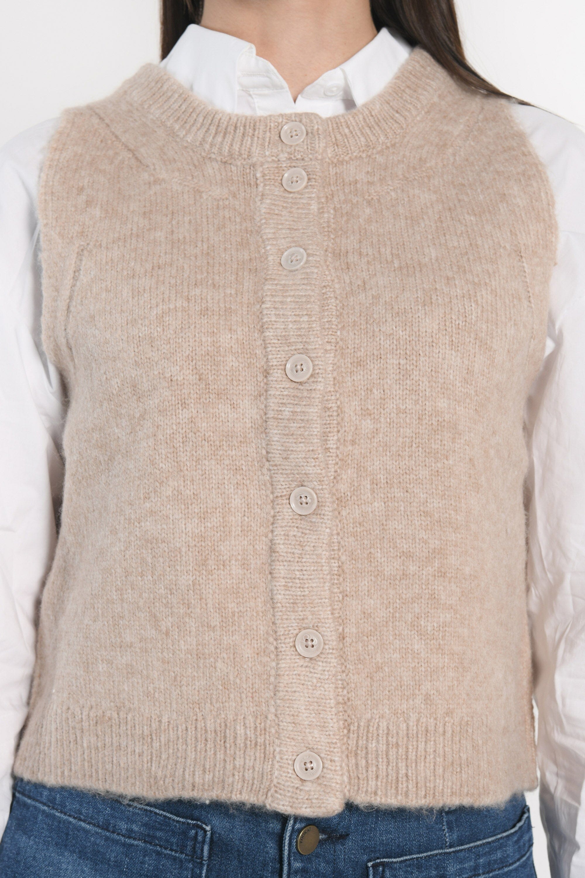 GILET JOANA TAUPE CHINÉ GILET KOOKAI Mode Kookai
