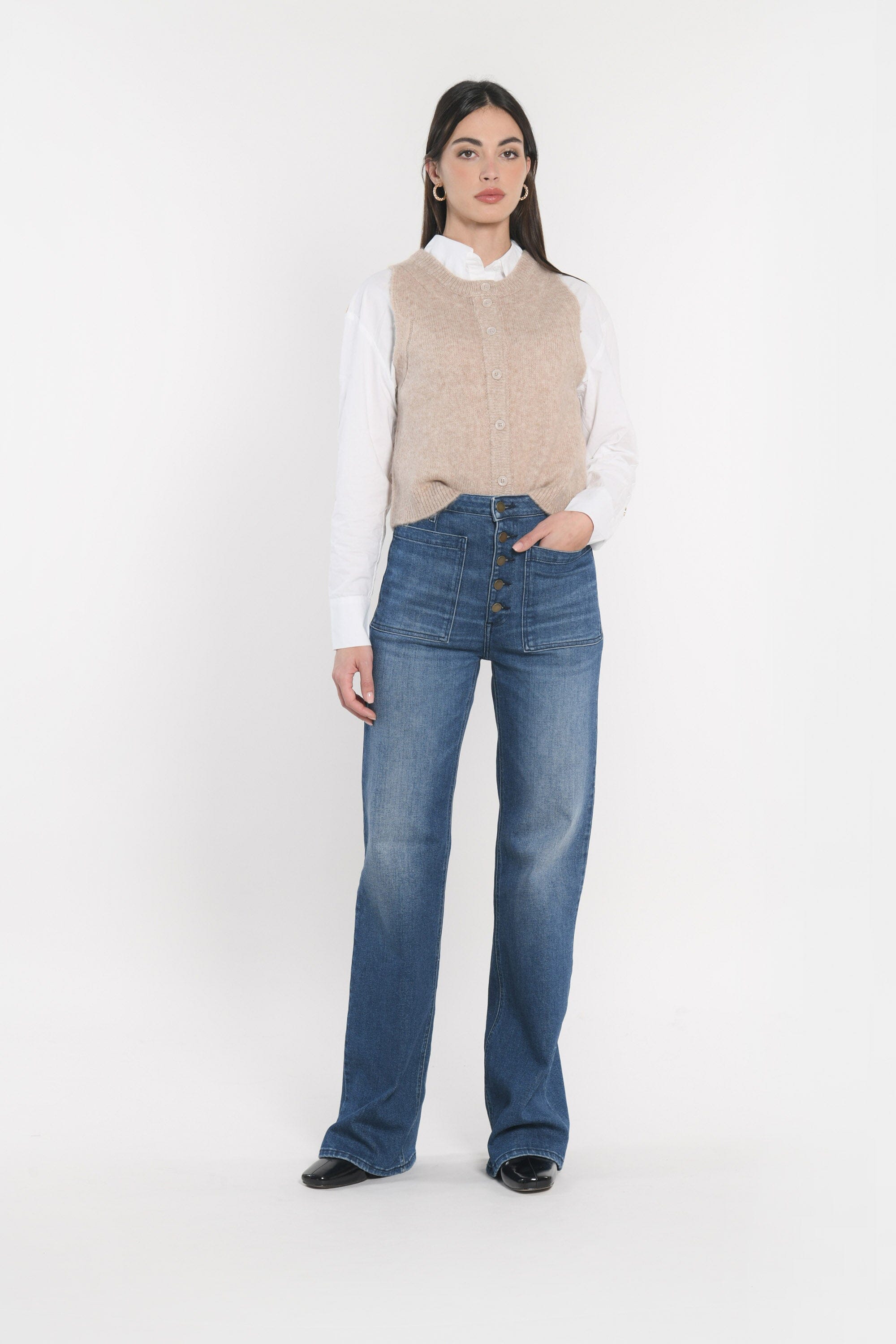 GILET JOANA TAUPE CHINÉ GILET KOOKAI Mode Kookai