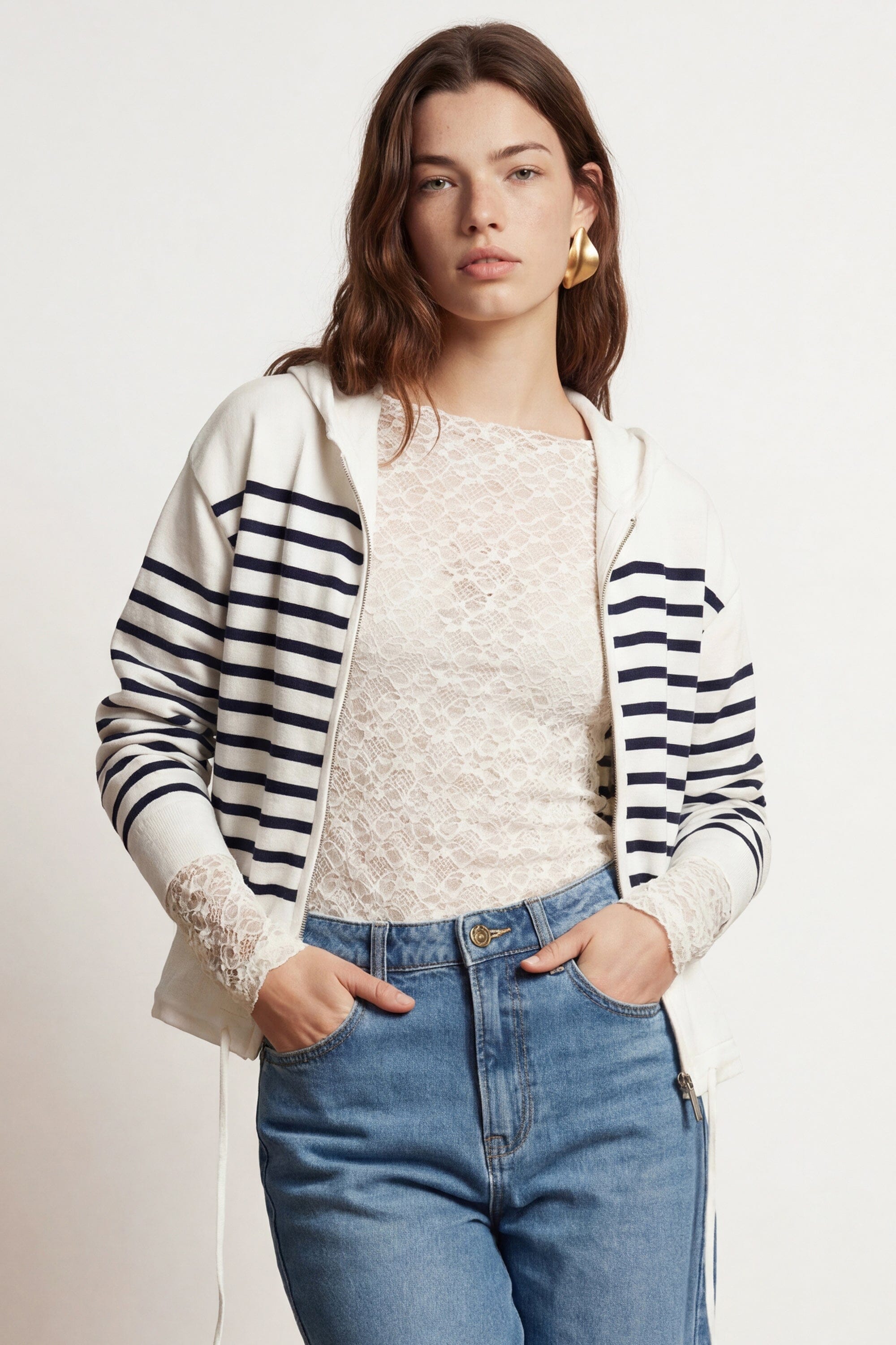 GILET MARINIÈRE - CURT - ECRU/MARINE GILET NEW KOOKAI Mode Kookai