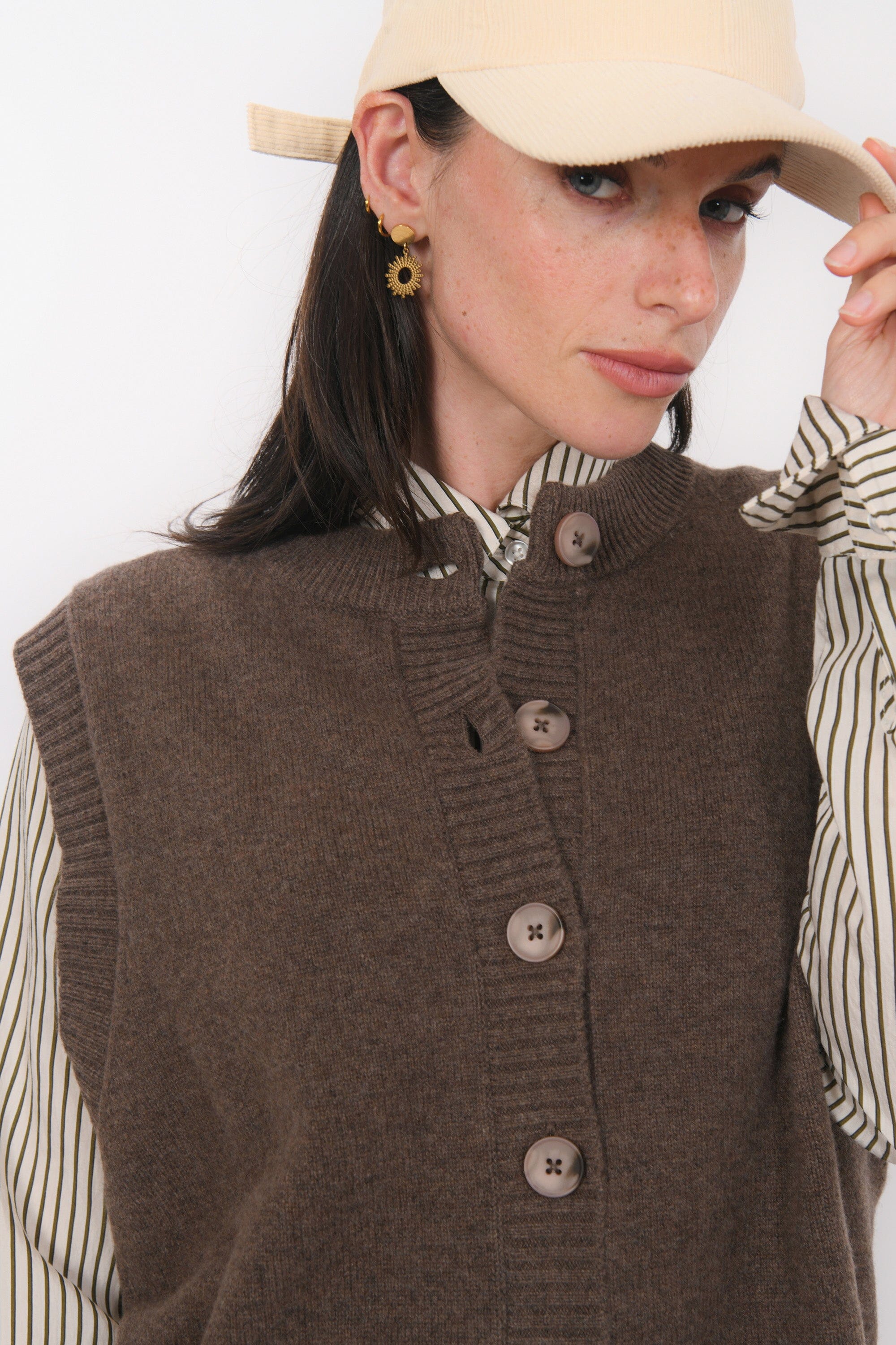 GILET SANS MANCHE - BASTIA - CHOCOLAT GILET NEW KOOKAI Mode Kookai