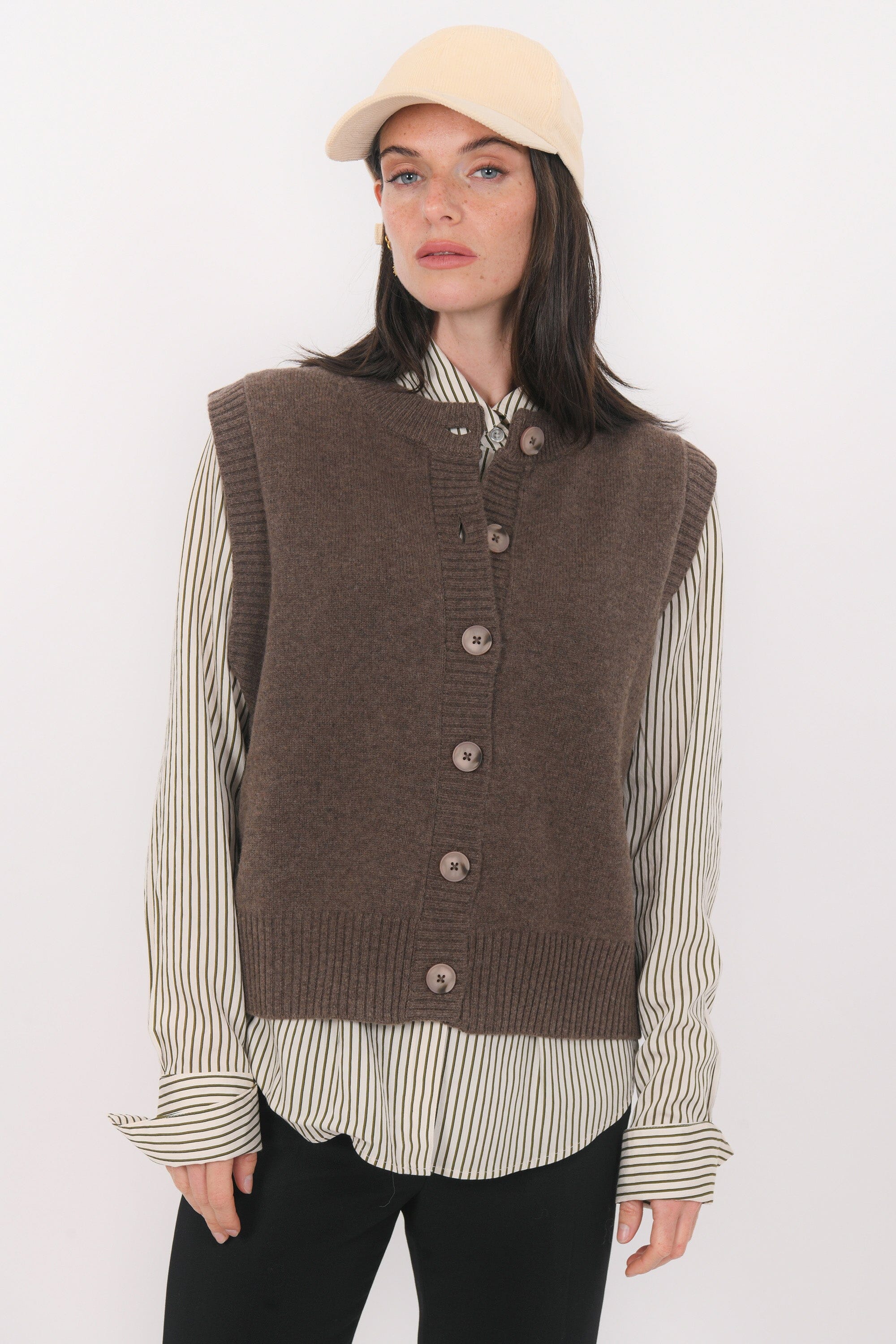 GILET SANS MANCHE - BASTIA - CHOCOLAT GILET NEW KOOKAI Mode Kookai