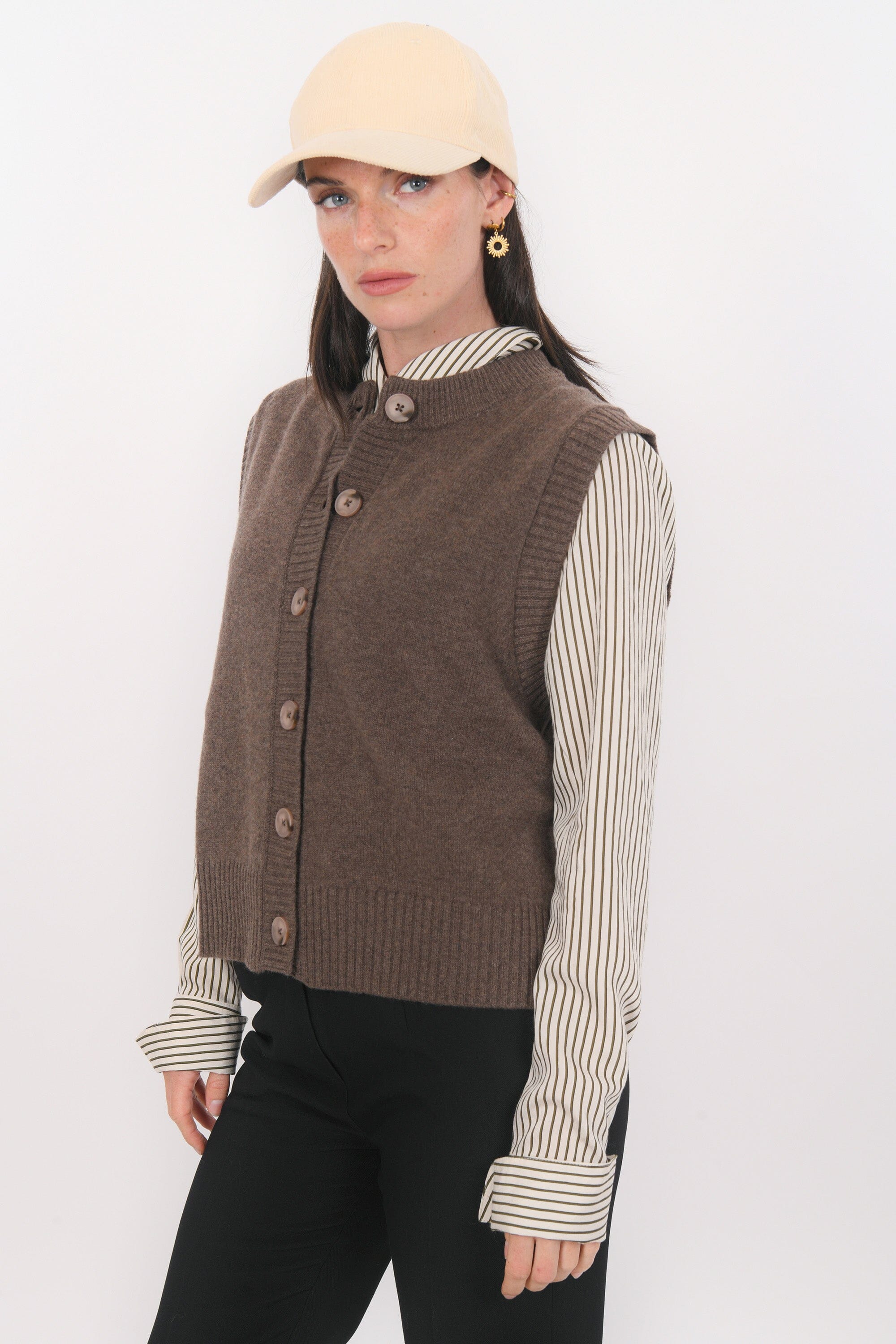 GILET SANS MANCHE - BASTIA - CHOCOLAT GILET NEW KOOKAI Mode Kookai