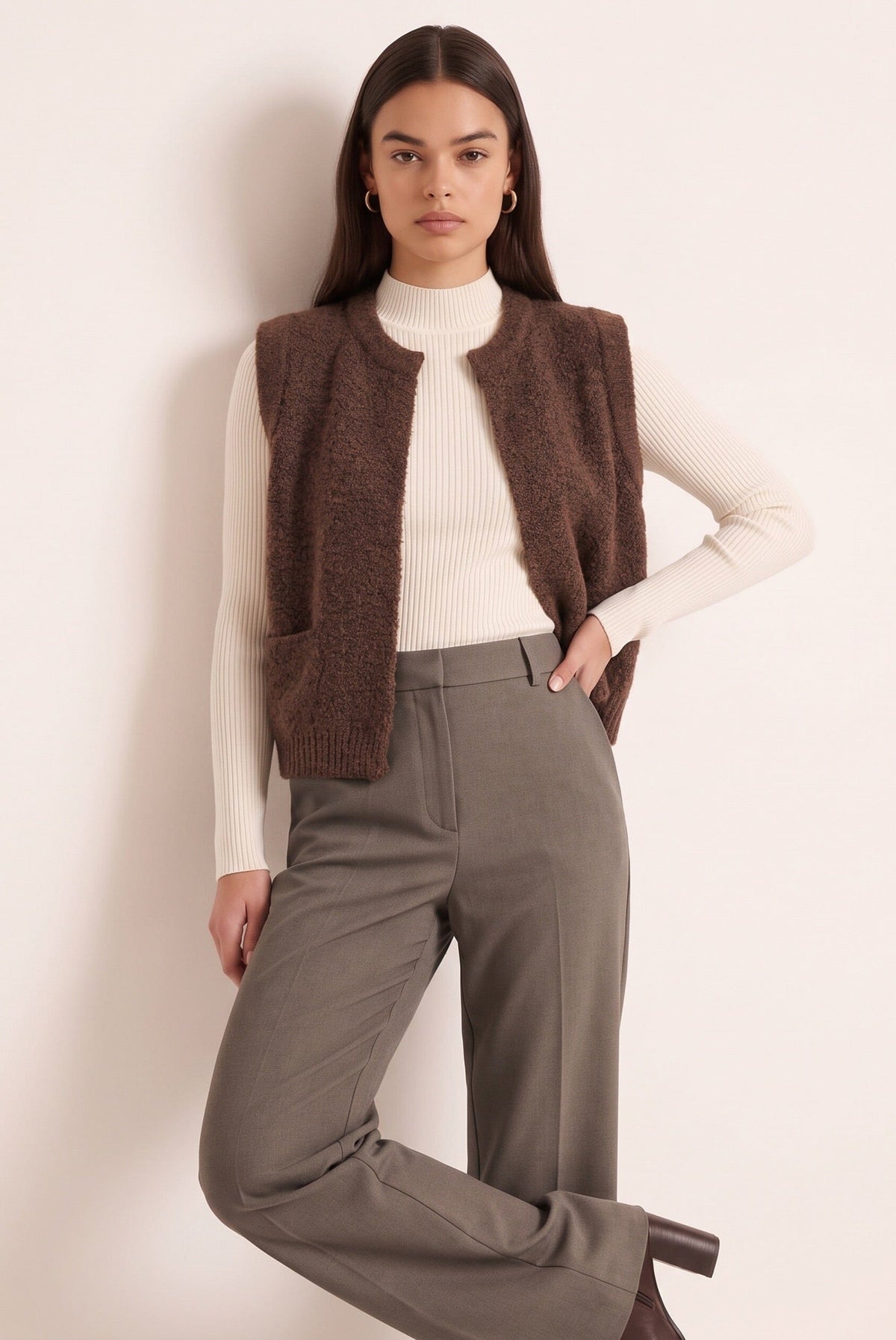 GILET SANS MANCHE - DAGNY - CHOCOLAT GILET NEW KOOKAI Mode Kookai