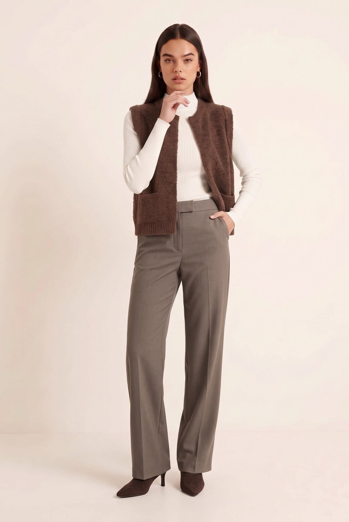 GILET SANS MANCHE - DAGNY - CHOCOLAT GILET NEW KOOKAI Mode Kookai