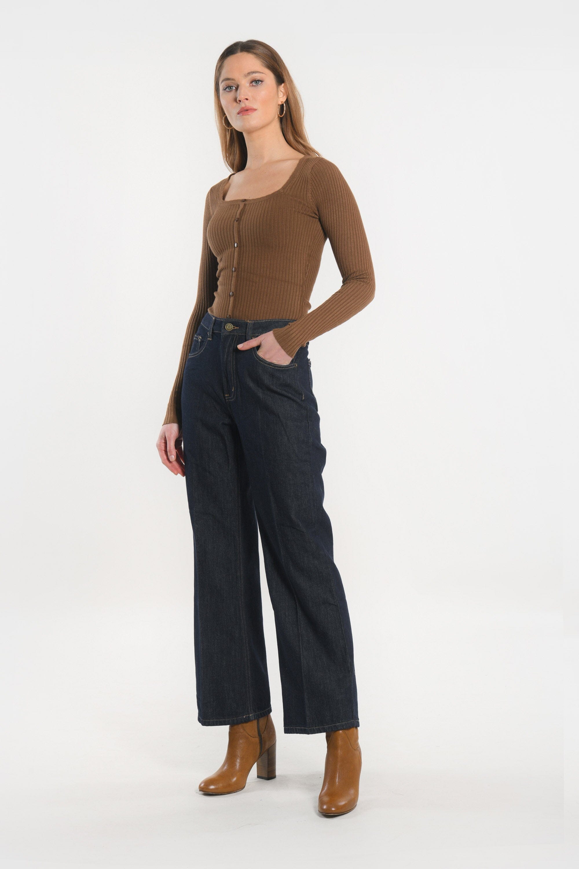 JEAN CROPPED - STACY - RINSE PANTALON SPORTWEAR NEW KOOKAI Mode Kookai