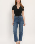 JEAN CROPPED - STONE WASH - ALBION PANTALON SPORTWEAR NEW KOOKAI Mode Kookai