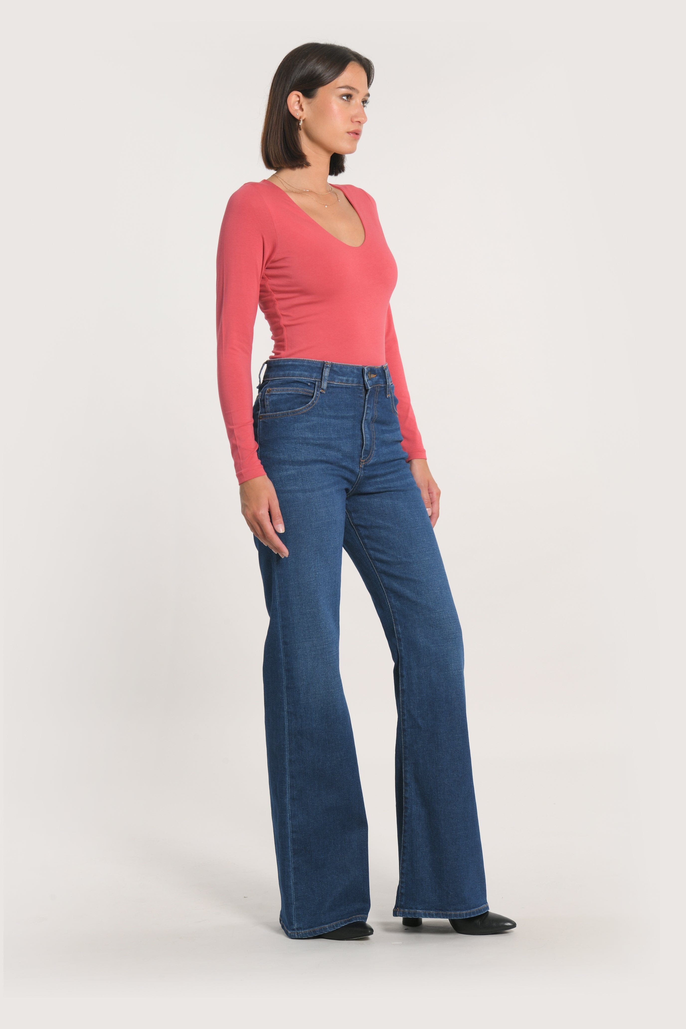 JEAN FLARE ANGELE DOUBLE STONE PANTALON SPORTWEAR NEW KOOKAI Mode Kookai