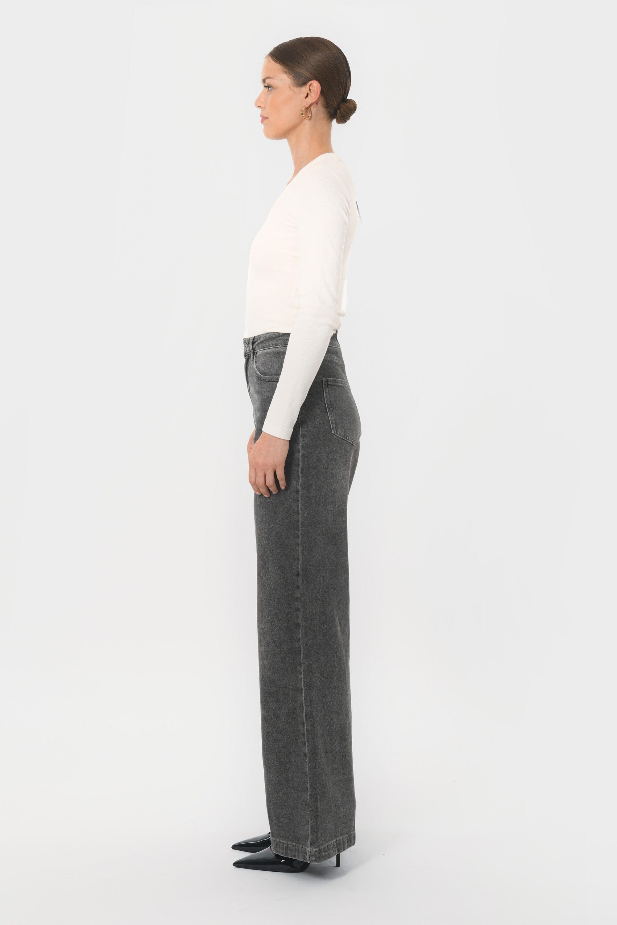 JEAN LARGE - BLANCHE - GRIS PANTALON SPORTWEAR NEW KOOKAI Mode Kookai