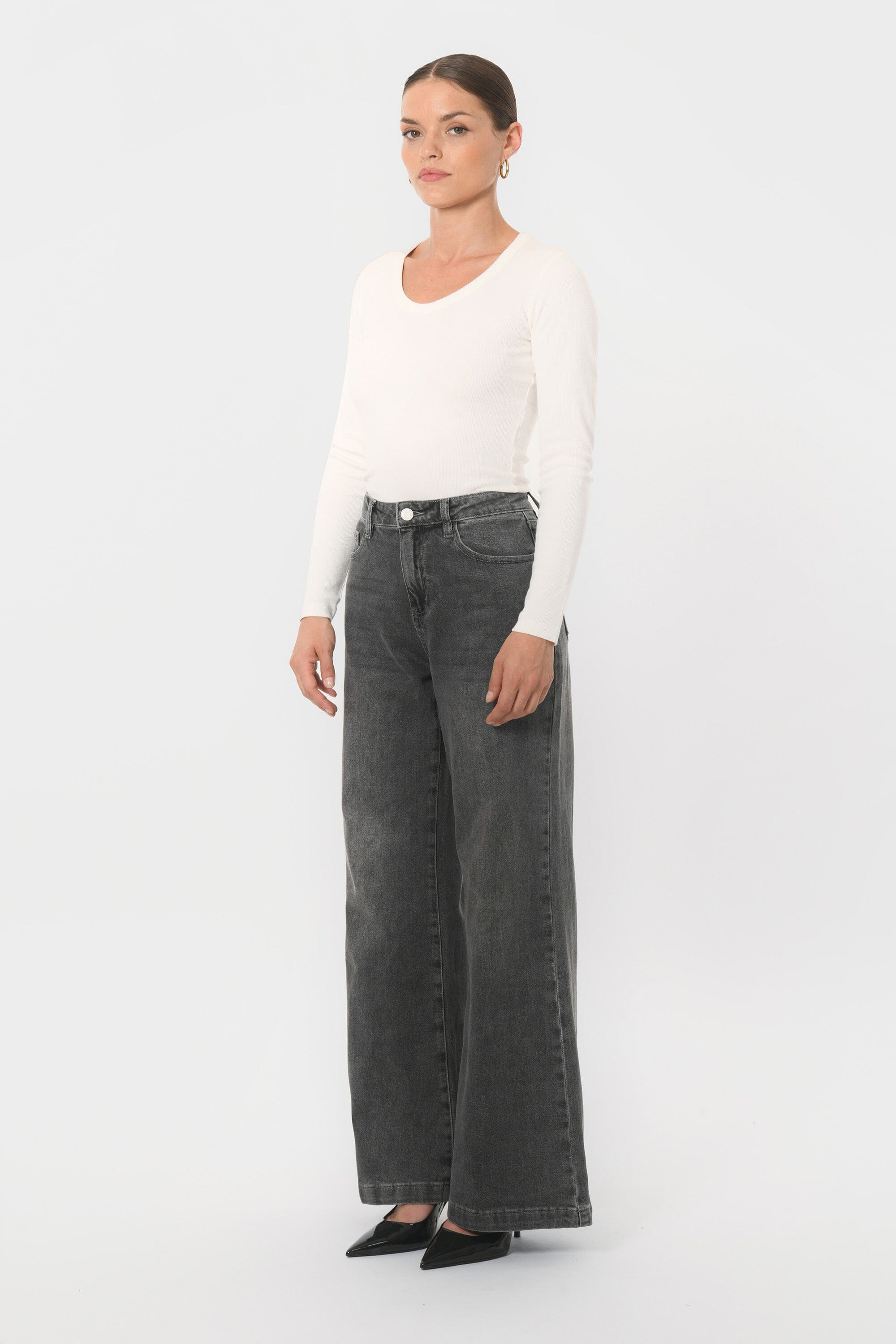 JEAN LARGE - BLANCHE - GRIS PANTALON SPORTWEAR NEW KOOKAI Mode Kookai