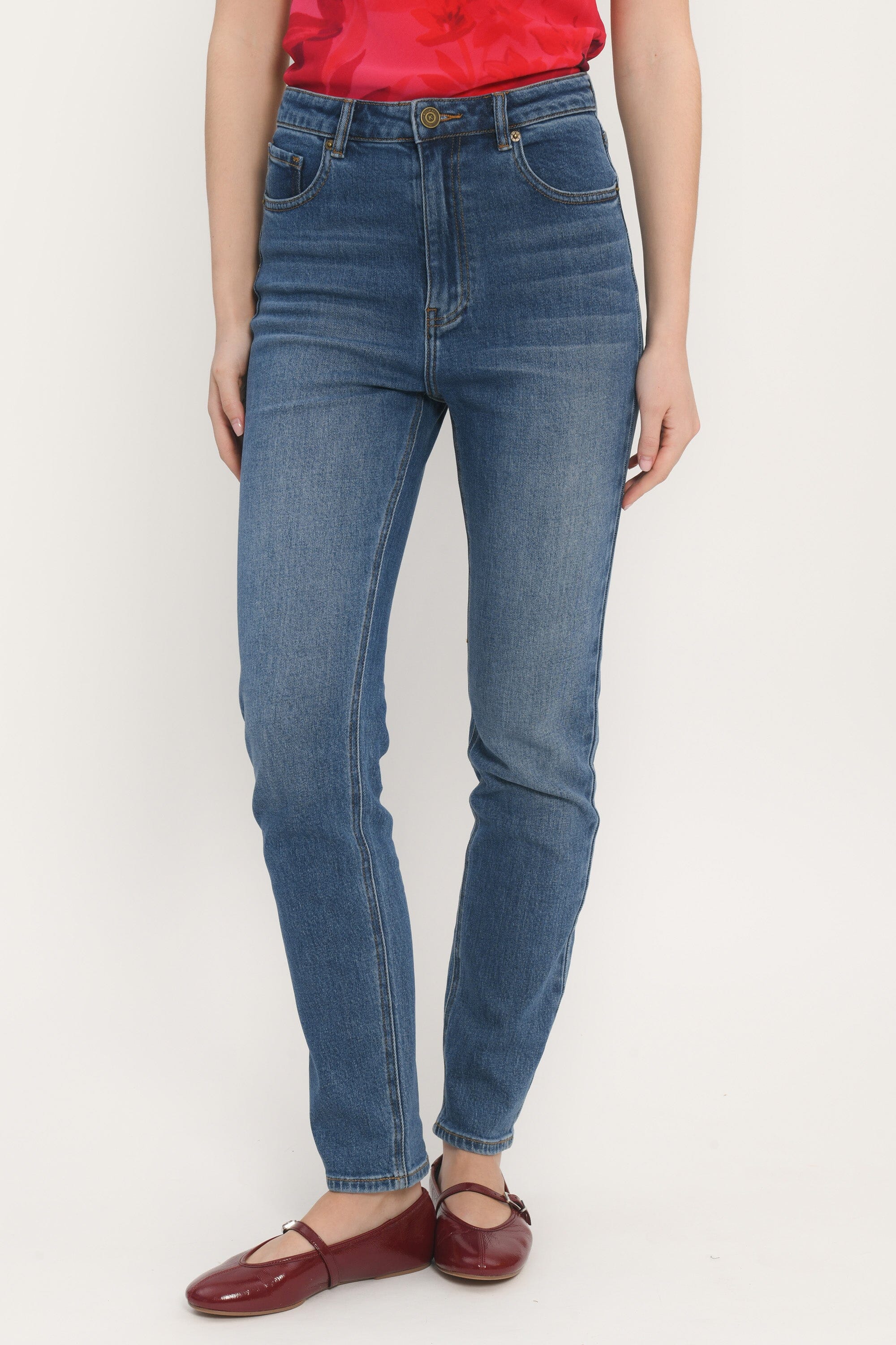 JEAN MUM - STONE WASH - ALBION PANTALON SPORTWEAR NEW KOOKAI Mode Kookai