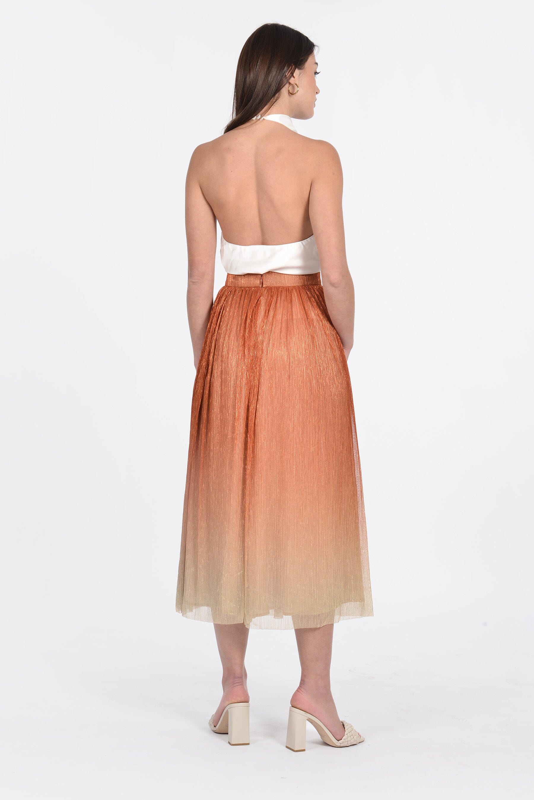 JUPE LONGUE BRIANA ORANGE/GOLD JUPE KOOKAI Mode Kookai