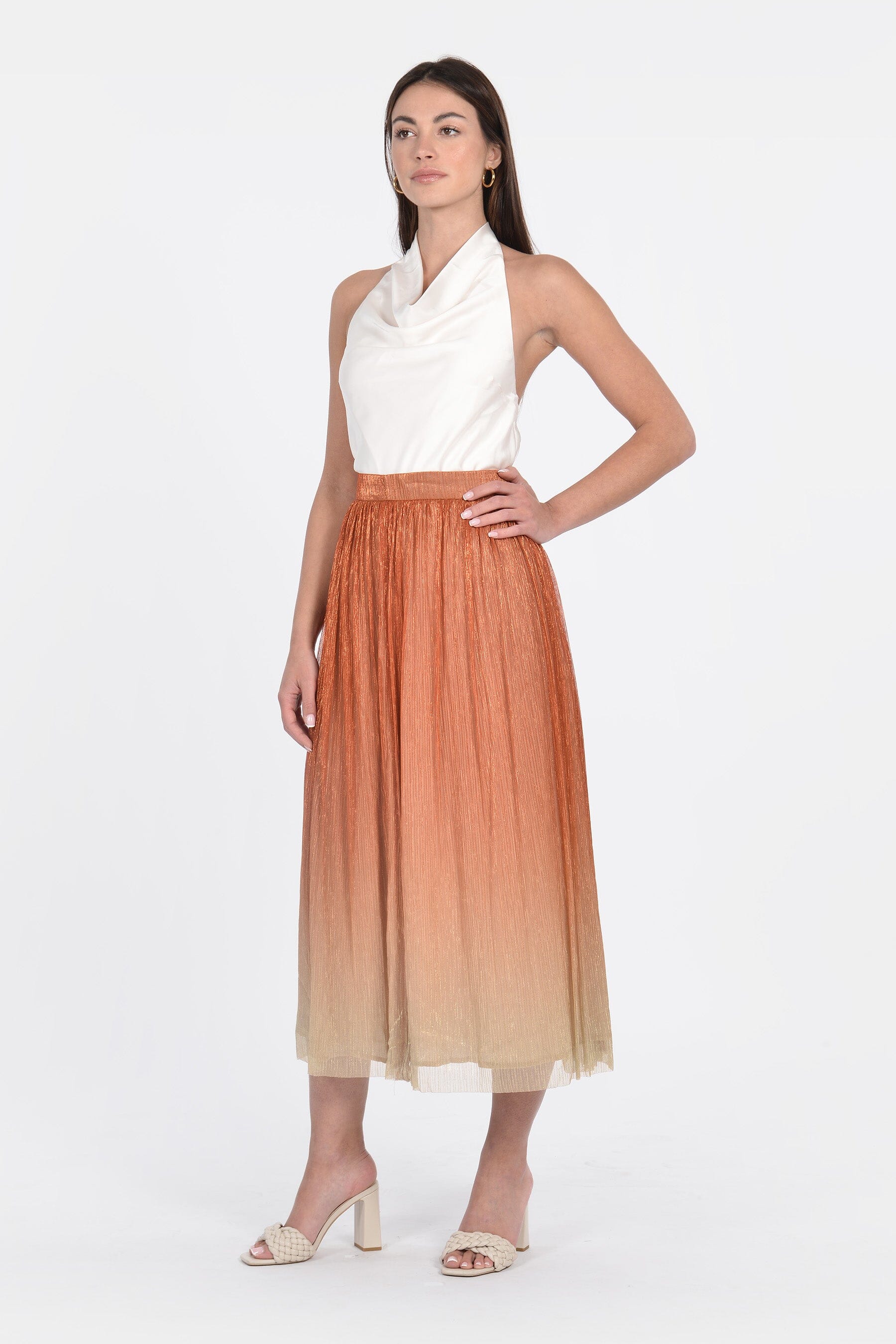 JUPE LONGUE BRIANA ORANGE/GOLD JUPE KOOKAI Mode Kookai