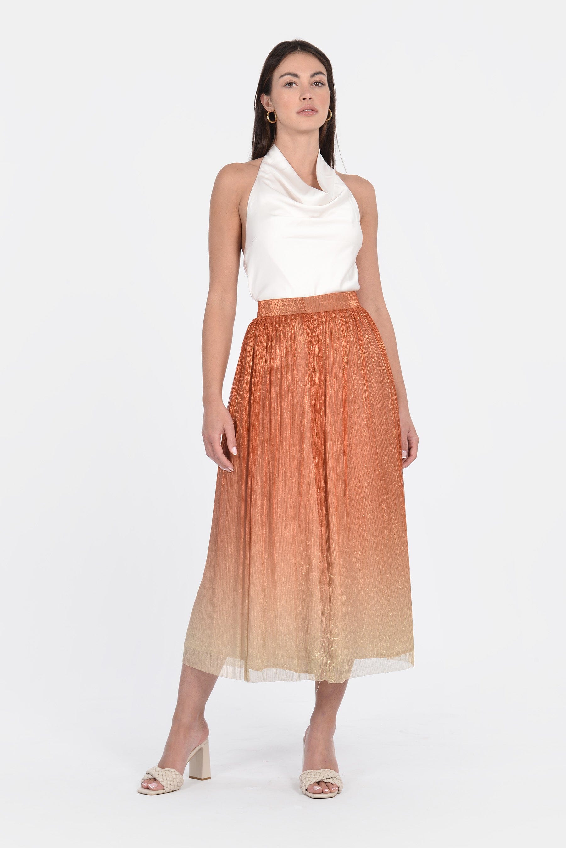 JUPE LONGUE BRIANA ORANGE/GOLD JUPE KOOKAI Mode Kookai